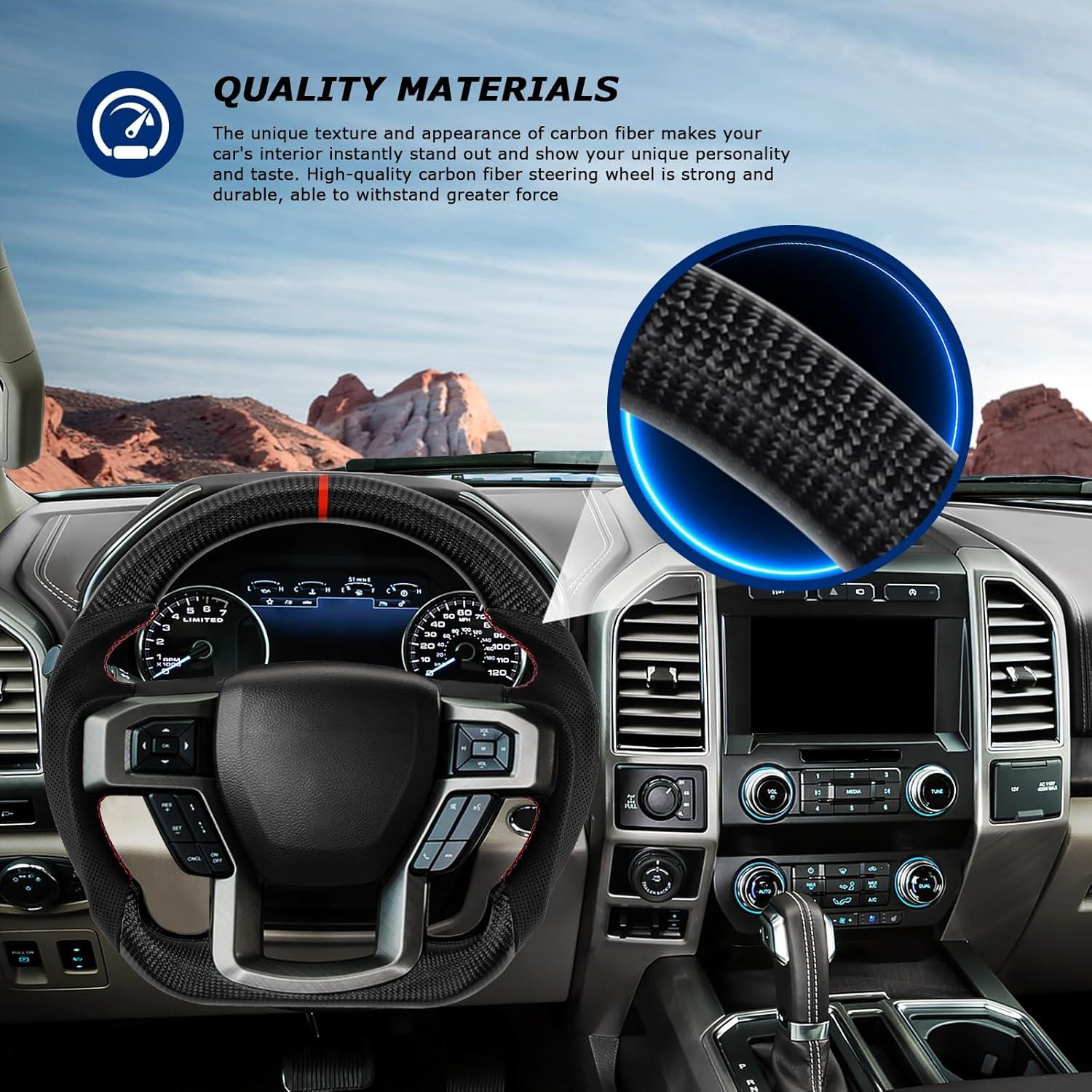 Volante de fibra de carbono VOONKE para Ford F150 Raptor 2021-2023