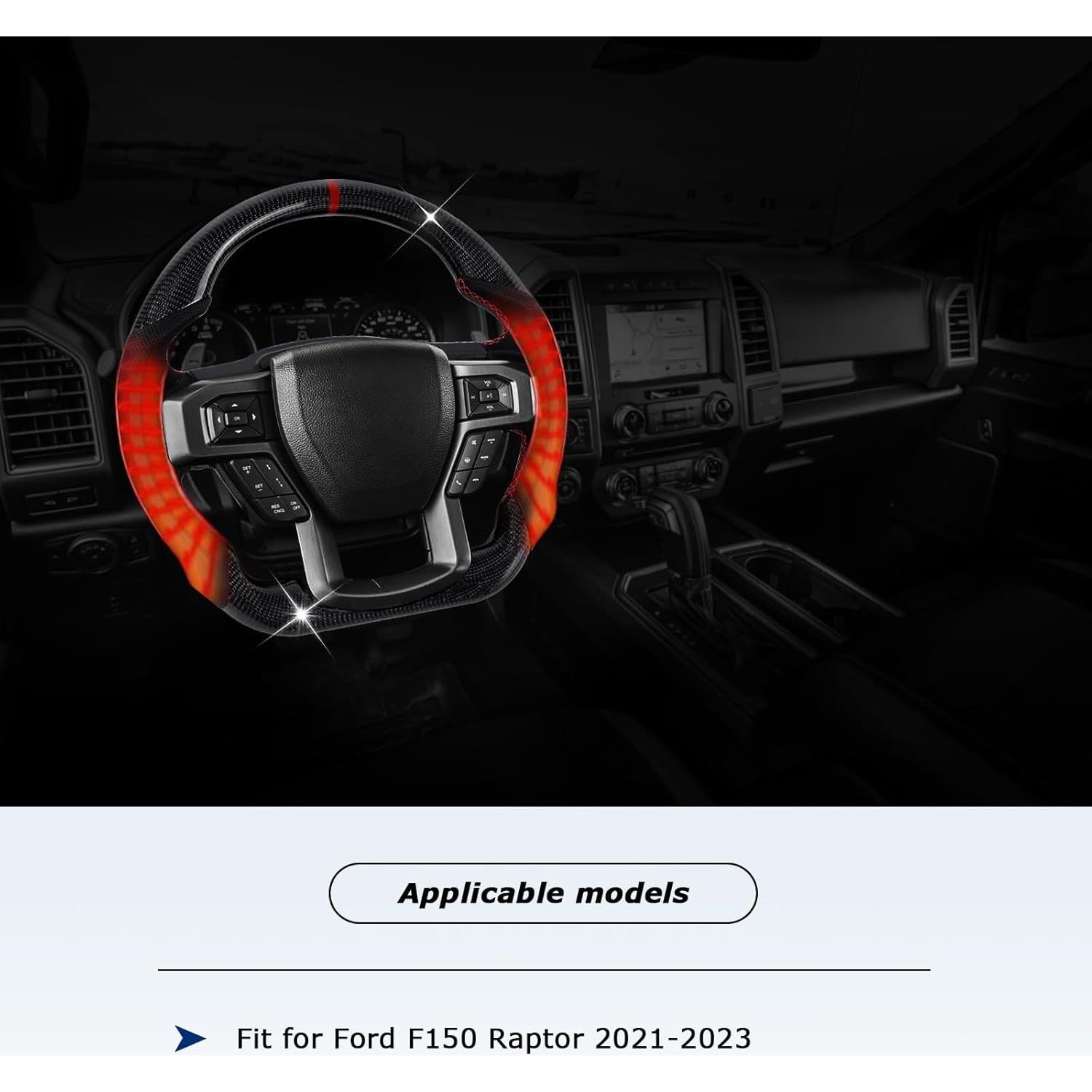 Volante de fibra de carbono VOONKE para Ford F150 Raptor 2021-2023