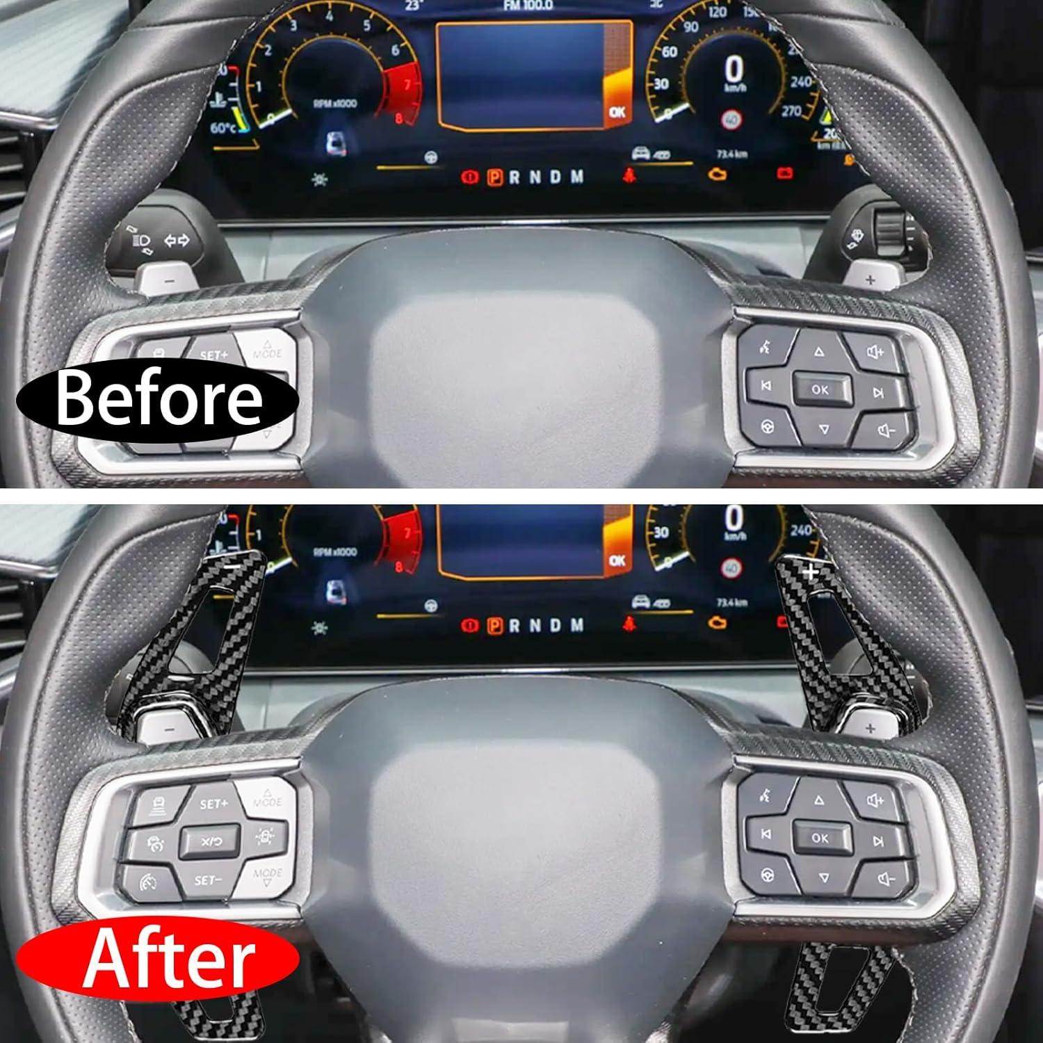 Cubiertas de Palanca de Cambio BLAKAYA para Ford Mustang 2024 - Fibra de Carbono (Negro, 2 Piezas)