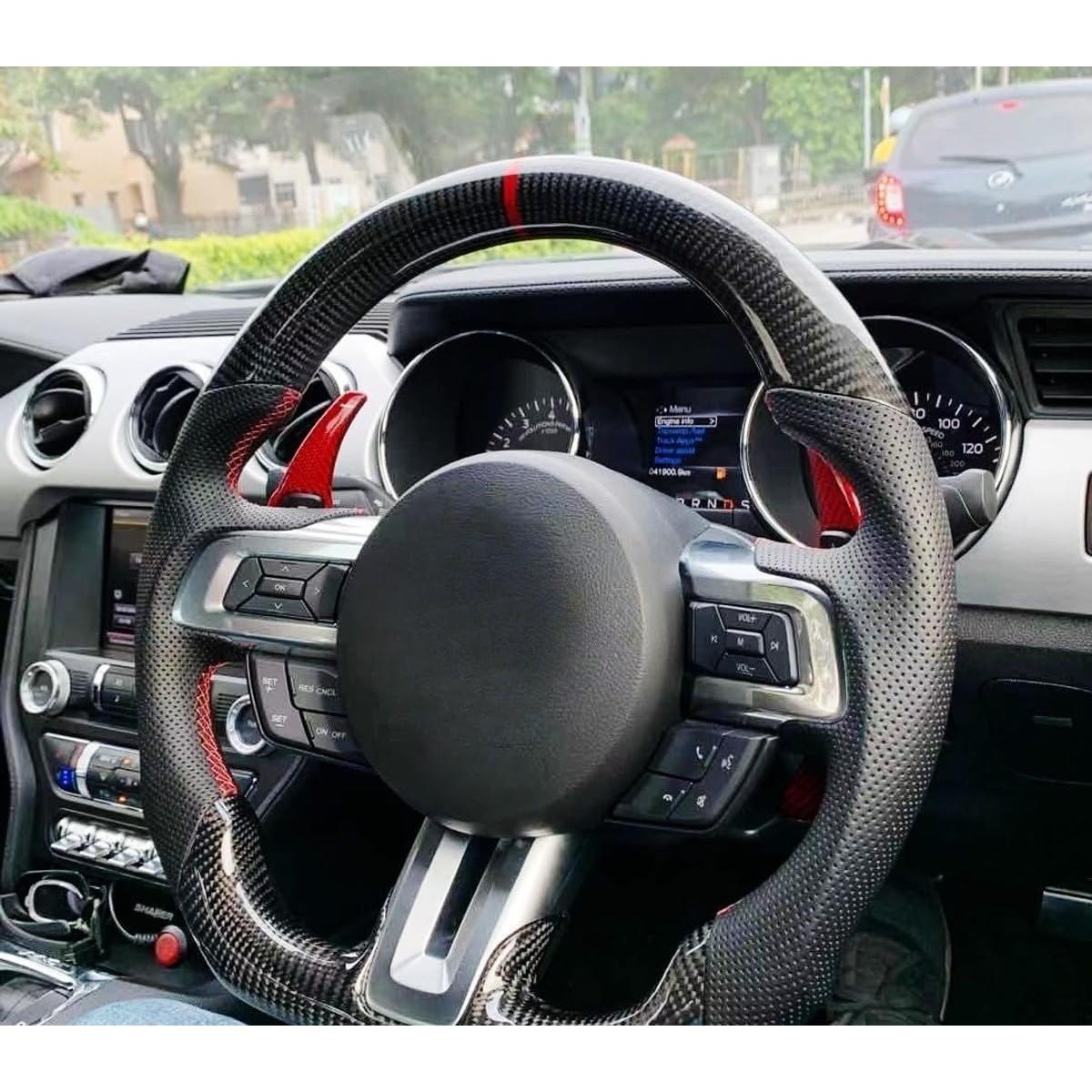 Extensiones de Palanca de Cambio iJDMTOY Rojo Fibra de Carbono Ford Mustang 2015-2021