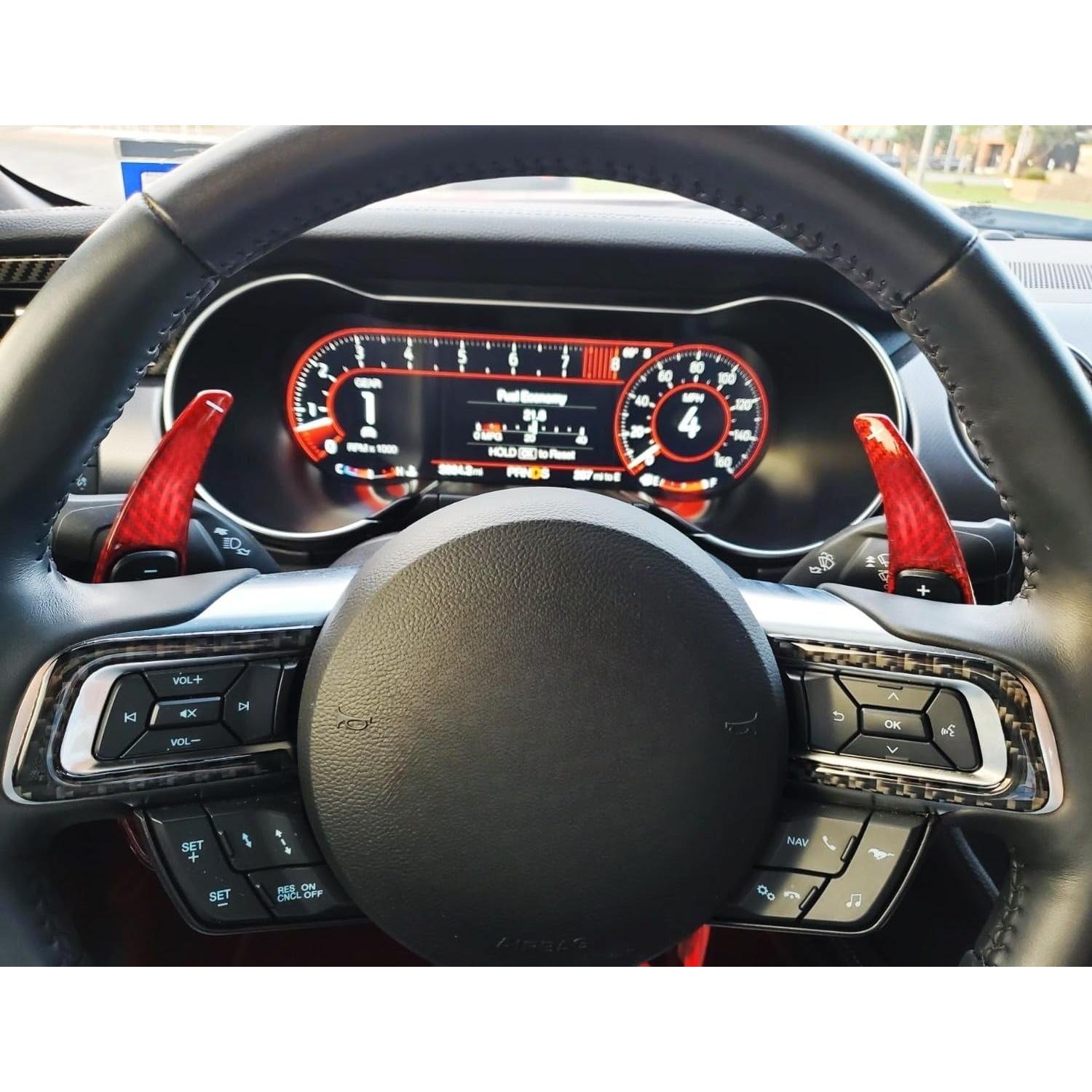 Extensiones de Palanca de Cambio iJDMTOY Rojo Fibra de Carbono Ford Mustang 2015-2021