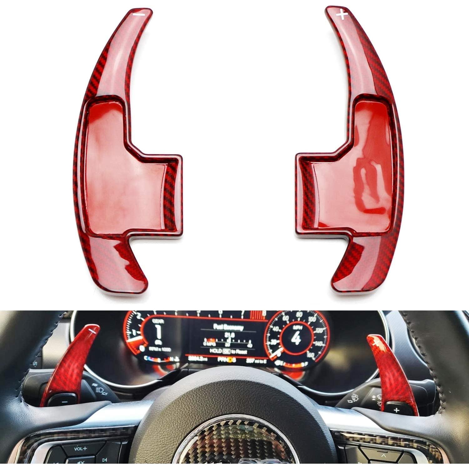 Extensiones de Palanca de Cambio iJDMTOY Rojo Fibra de Carbono Ford Mustang 2015-2021