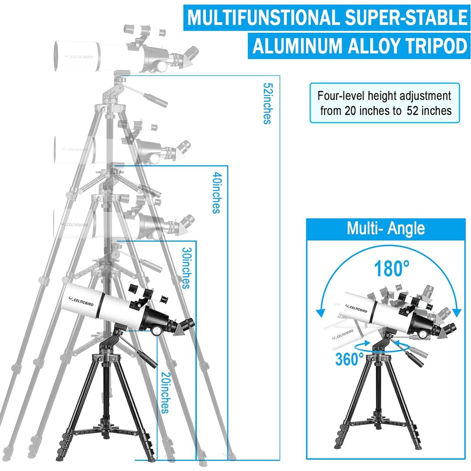 Telescopio Astronómico Celticbird 80mm 600mm para Adultos