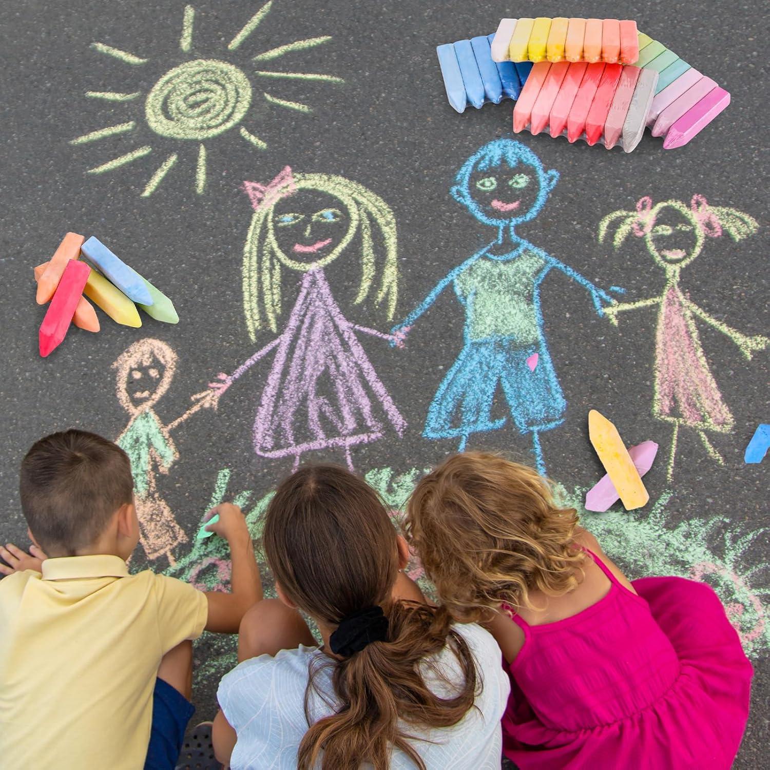 Juego de 60 Tizas Gigantes para Acera BKPVR - 30 Colores