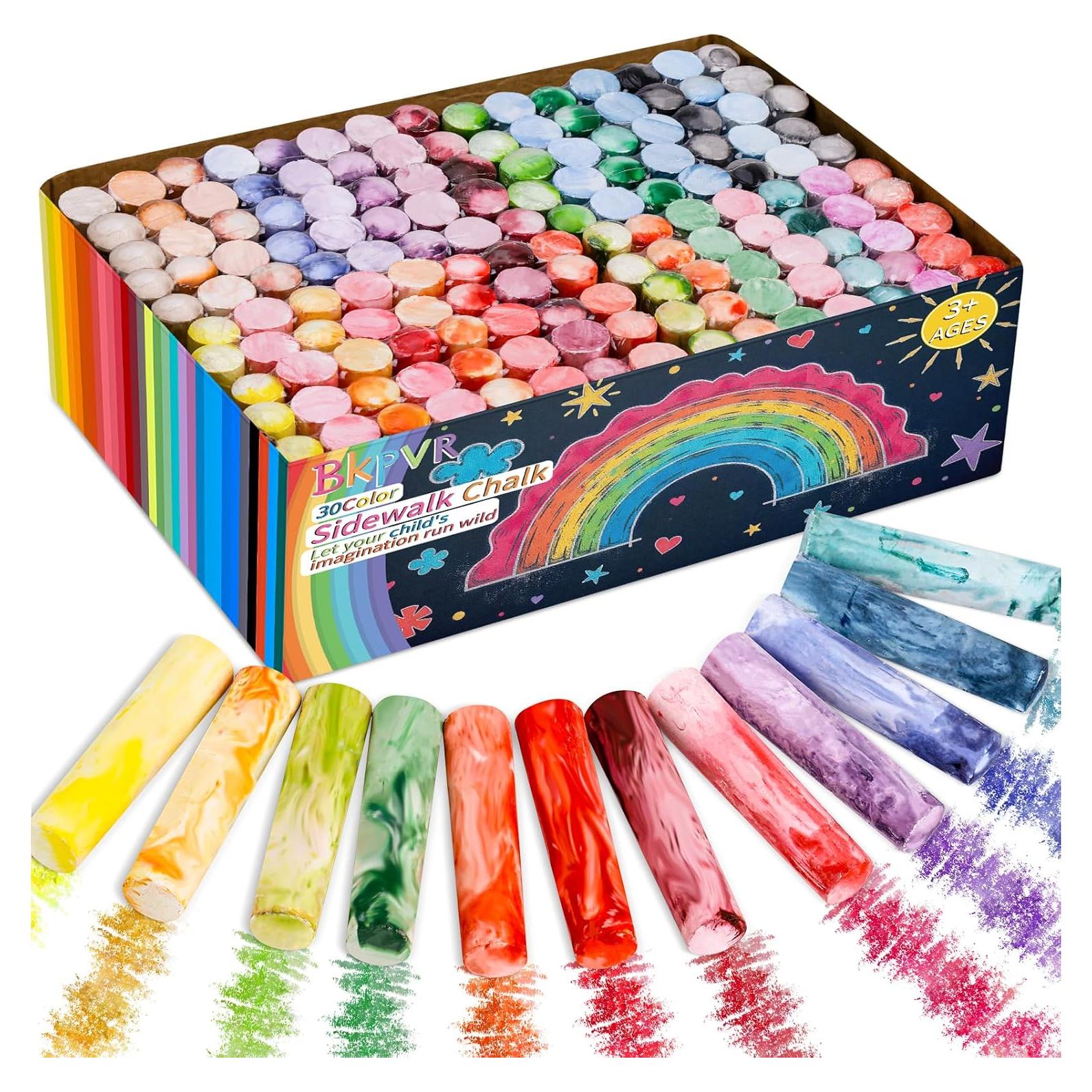 Set de 150 Tizas Gigantes de Acera Bkpvr 30 Colores Lavables