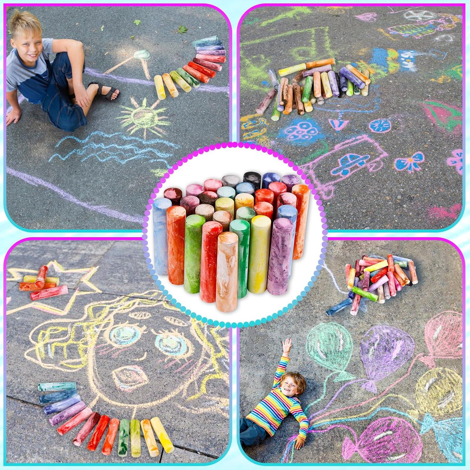 Set de 150 Tizas Gigantes de Acera Bkpvr 30 Colores Lavables