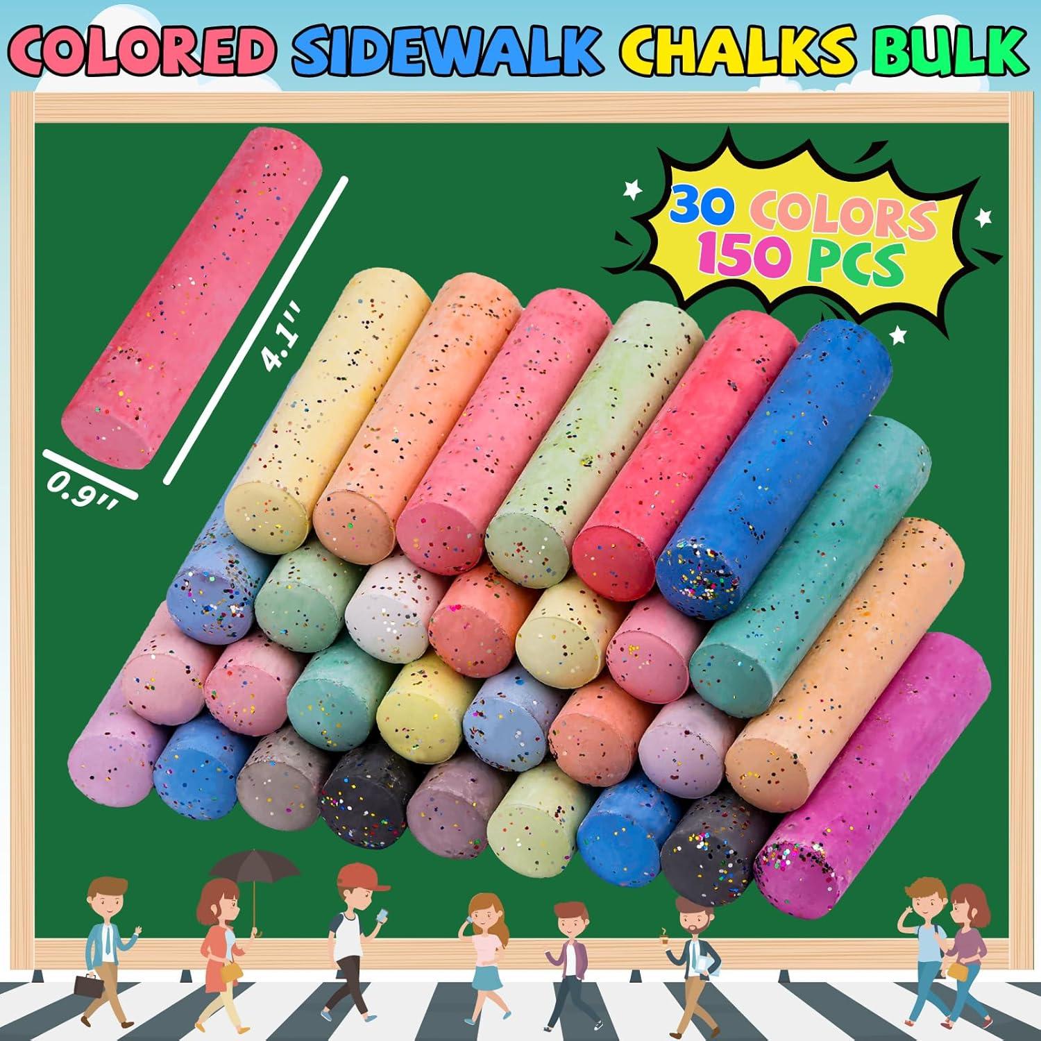 Set de Tiza de Acera Jumbo BKPVR 150 Pcs 30 Colores Lavables