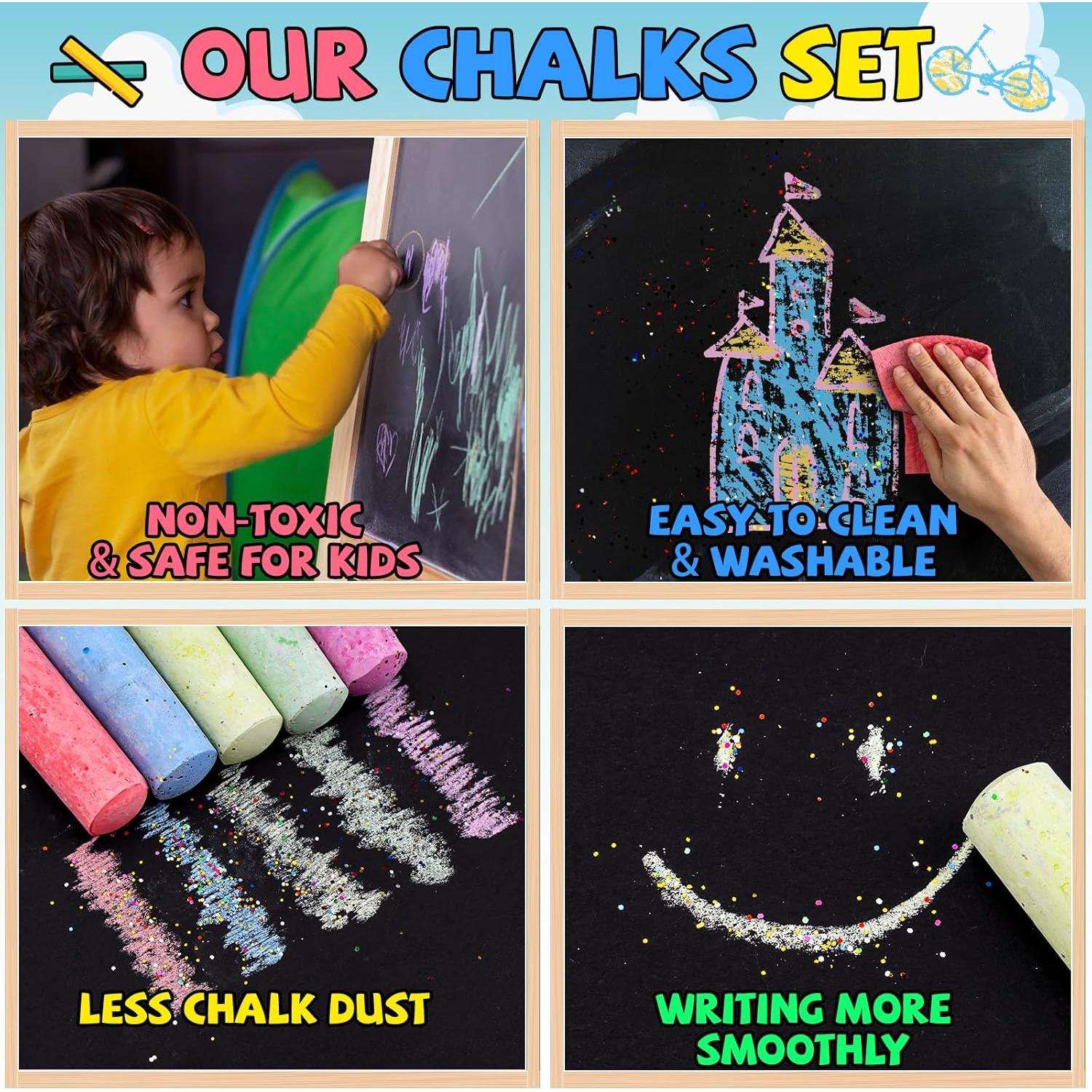 Set de Tiza de Acera Jumbo BKPVR 150 Pcs 30 Colores Lavables