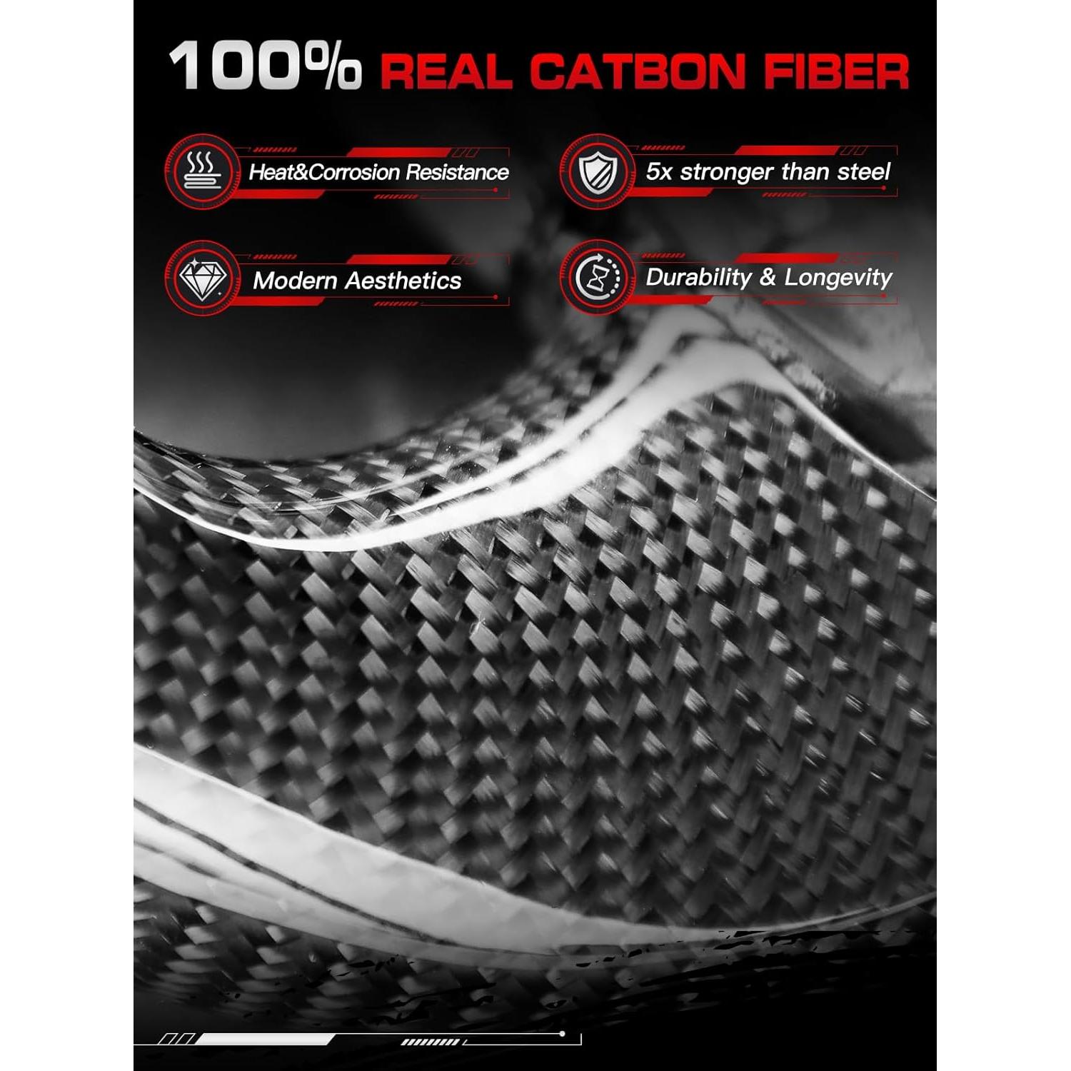 Volante TESFEEL de Fibra de Carbono 38.1cm con LED para Dodge