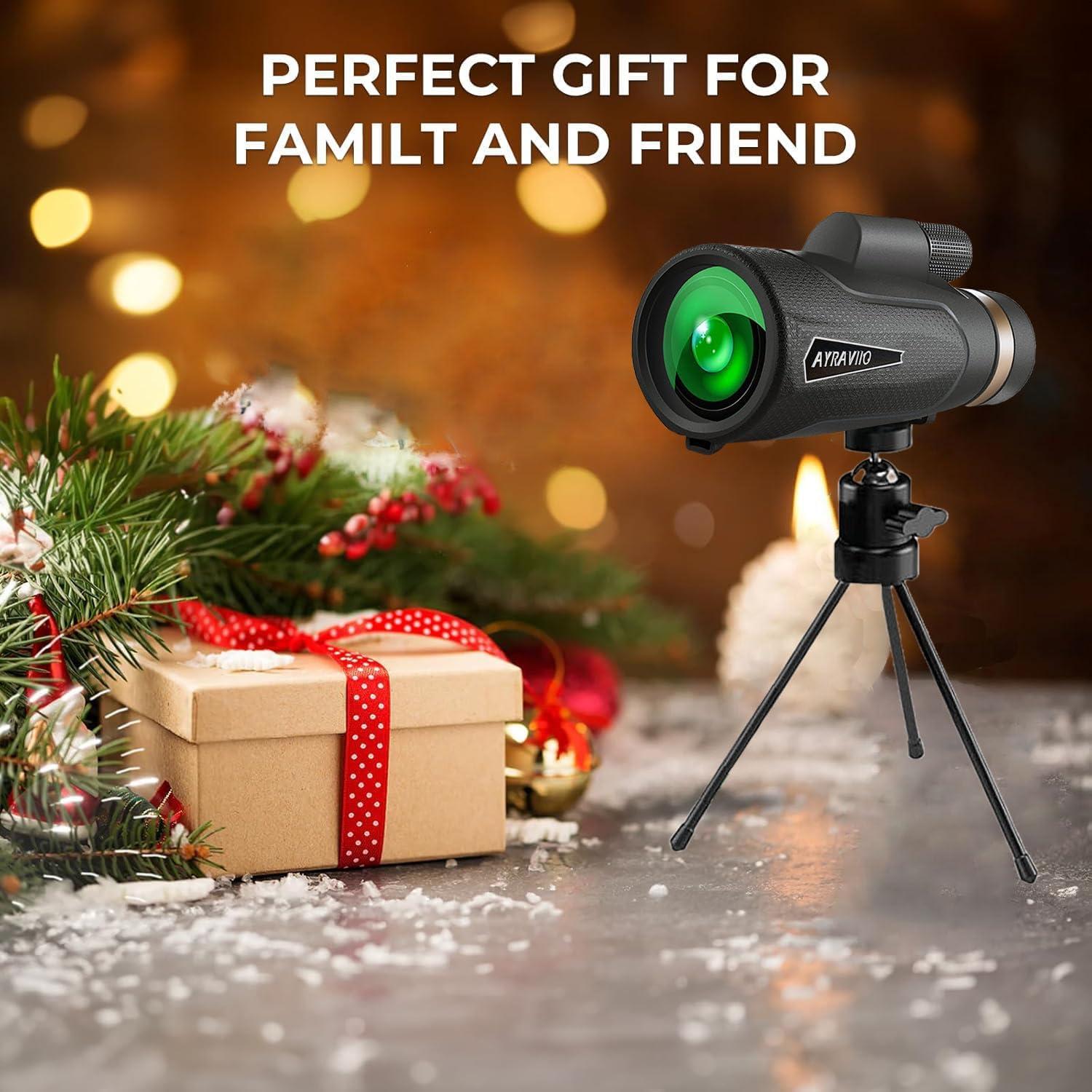 Telescopio Monocular AYRAVIIO 12x60 con Soporte y Trípode
