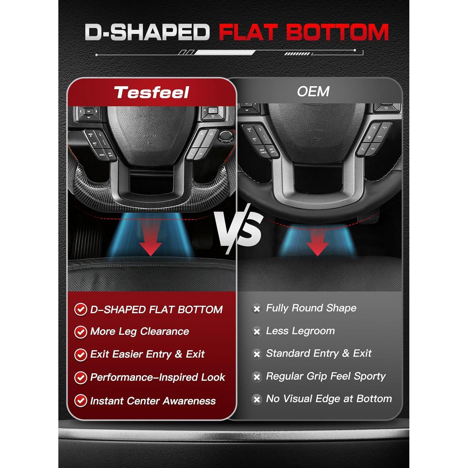 Volante de Fibra de Carbono TESFEEL para Ford F-150 2015-2020