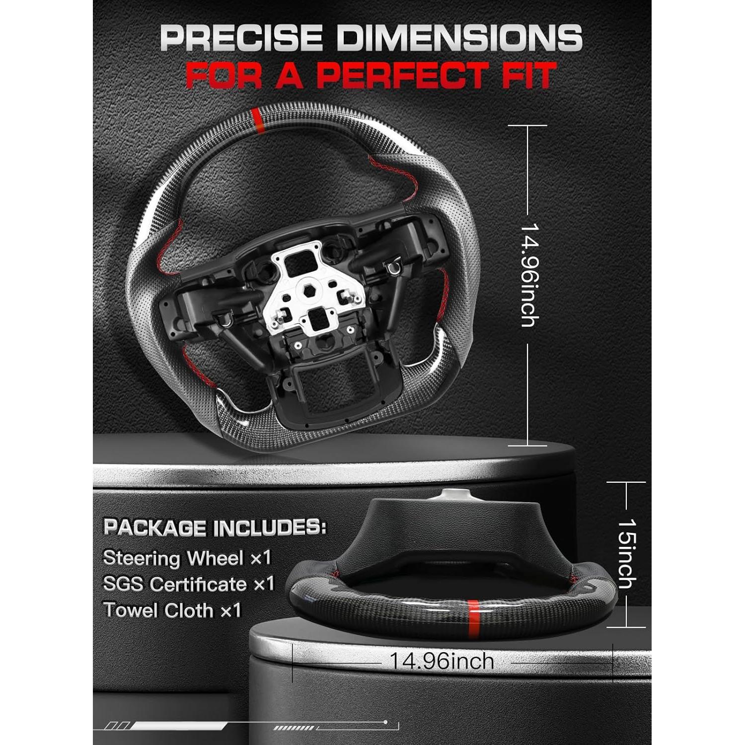 Volante de Fibra de Carbono TESFEEL para Ford F-150 2015-2020