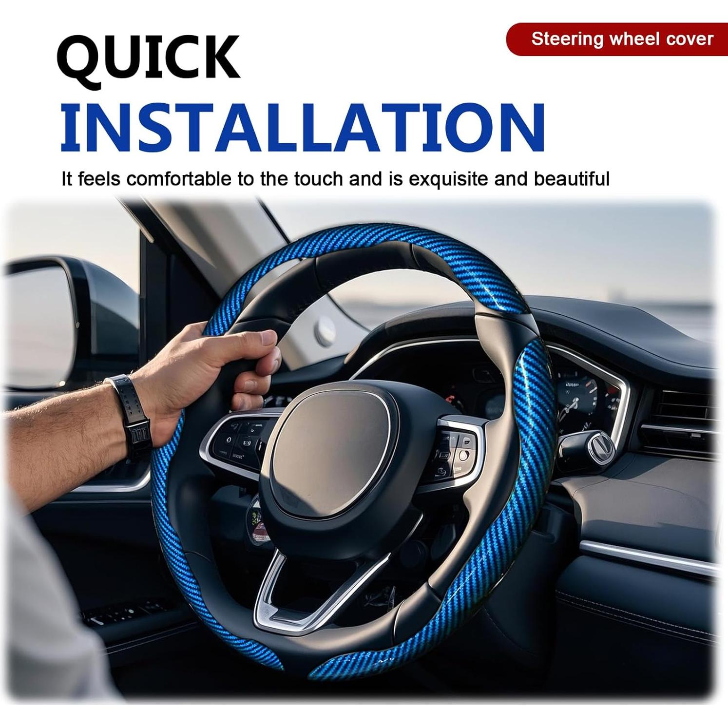 Cubierta de Volante de Fibra de Carbono FDCTSD Azul 3 Piezas