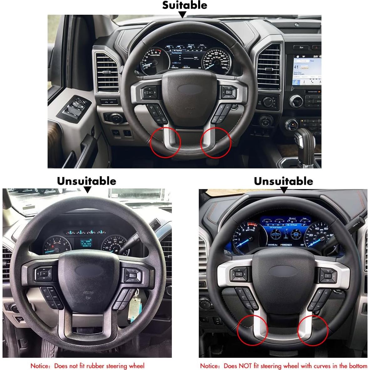 Cubierta de Volante de Cuero Genuino MEWANT para Ford F-150/F-250/F-350/F-450/F-550/F-600/F-650