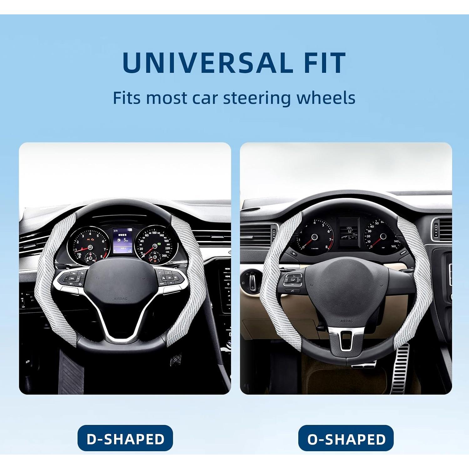 Cubierta de Volante RYCELYSIAN Universal Antideslizante Blanca