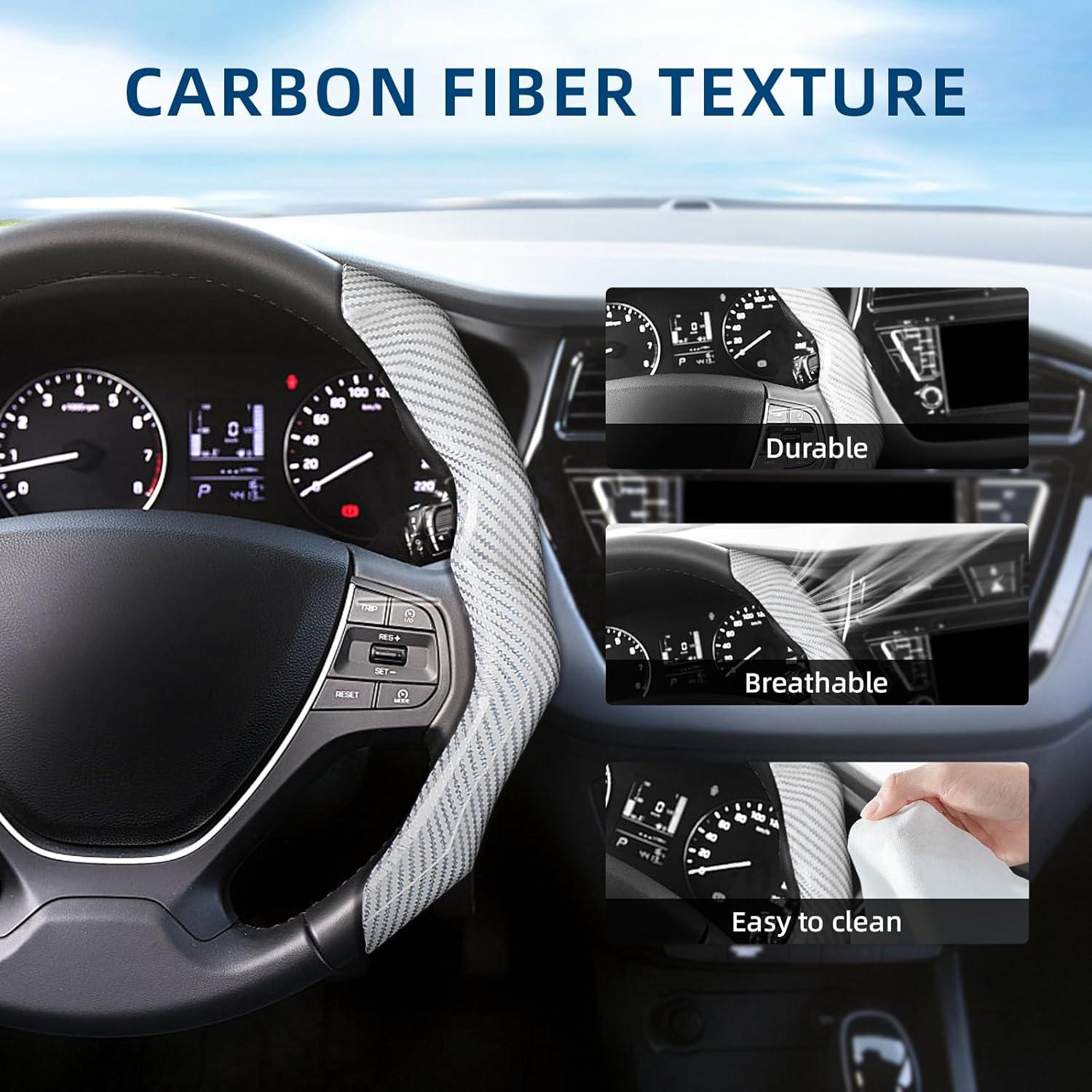 Cubierta de Volante RYCELYSIAN Universal Antideslizante Blanca