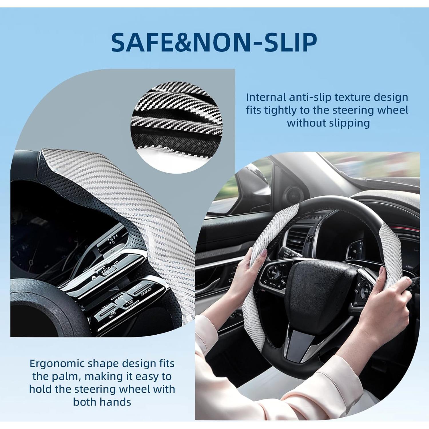 Cubierta de Volante RYCELYSIAN Universal Antideslizante Blanca