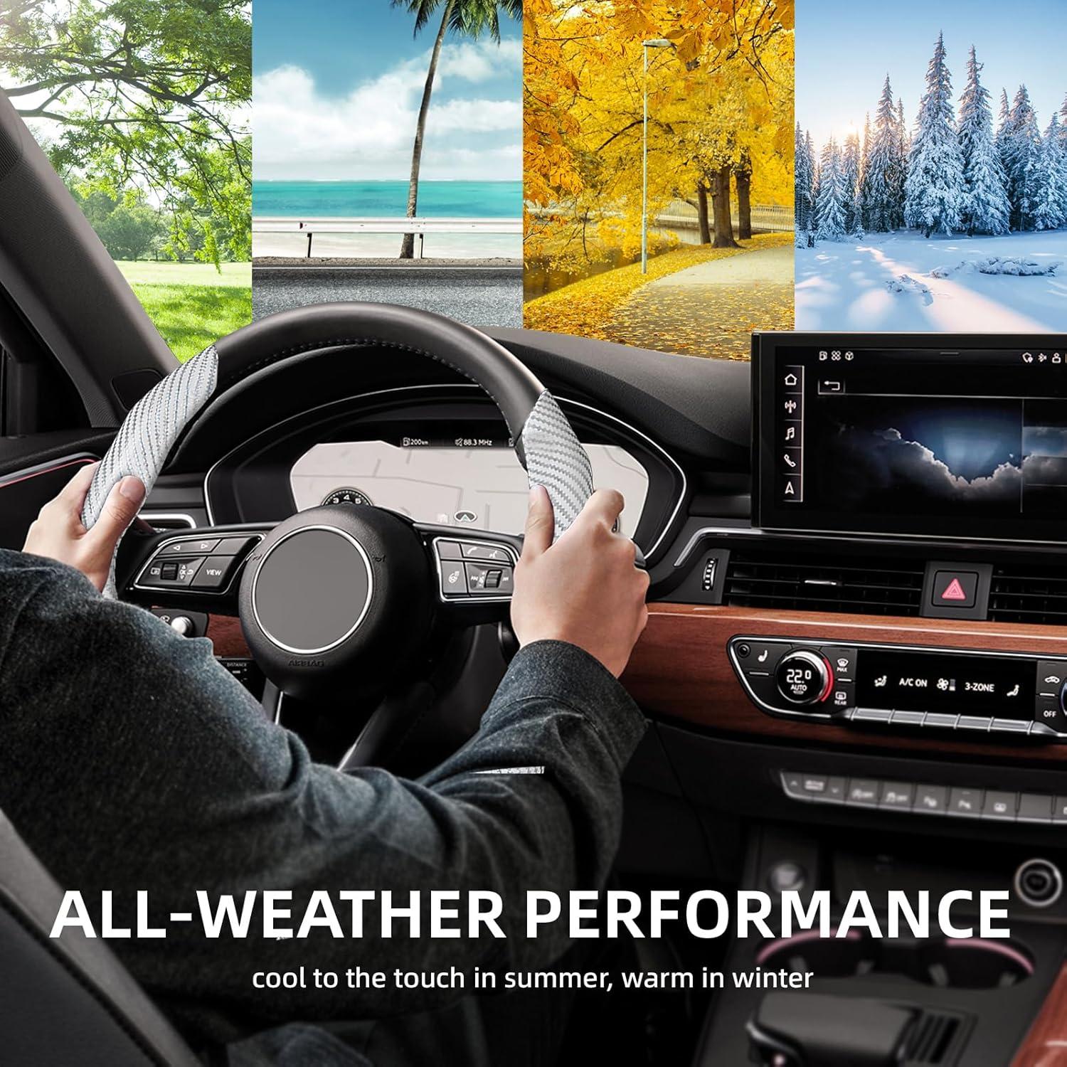 Cubierta de Volante RYCELYSIAN Universal Antideslizante Blanca