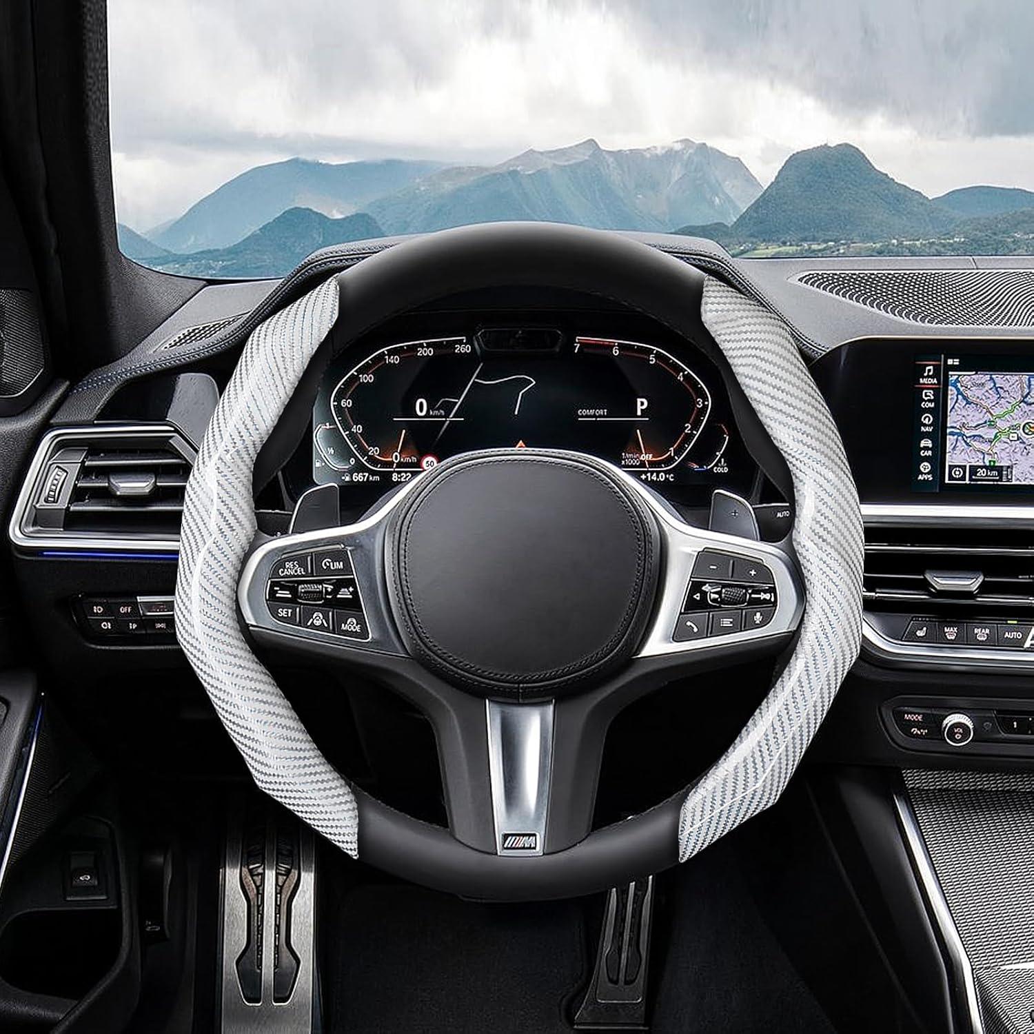 Cubierta de Volante RYCELYSIAN Universal Antideslizante Blanca