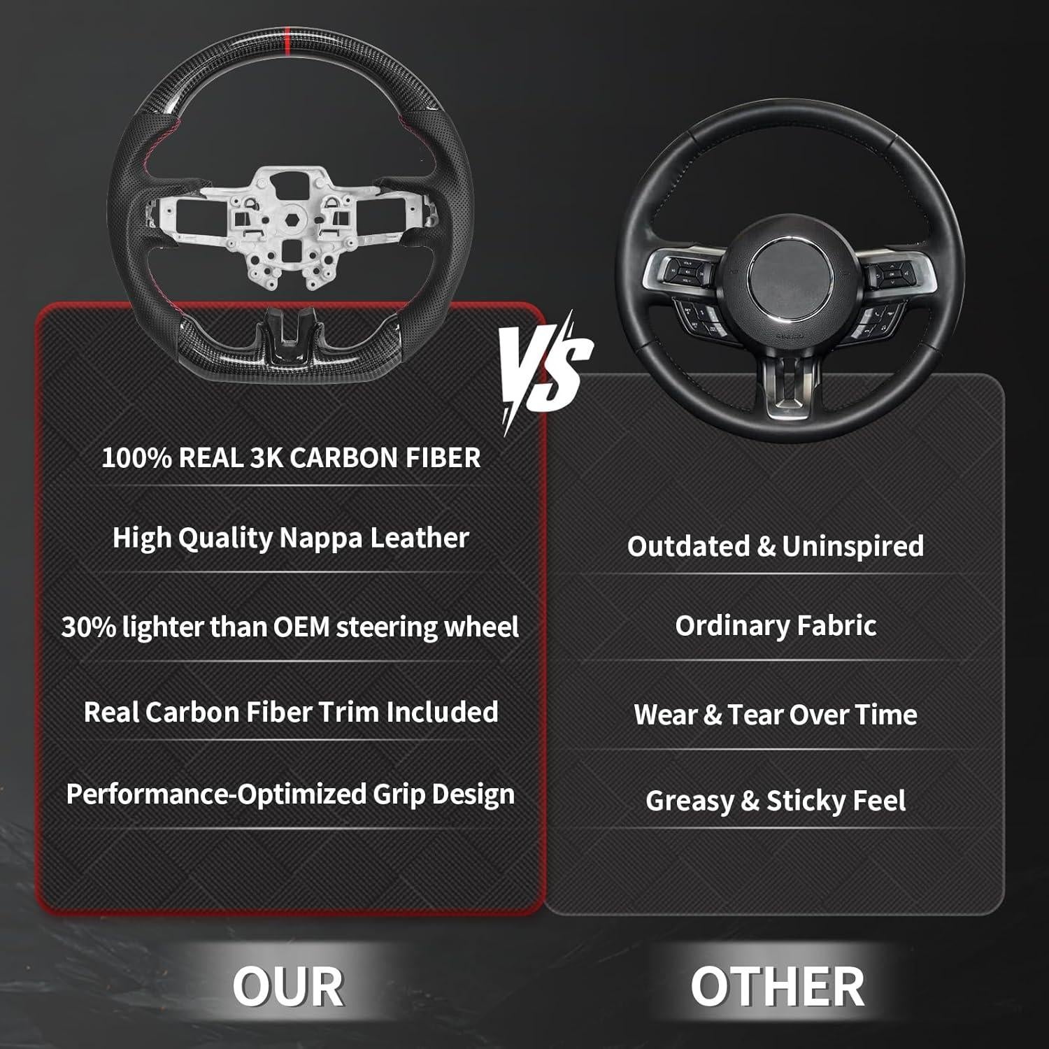 Volante de fibra de carbono EASSAFEX para Mustang 2018-2021