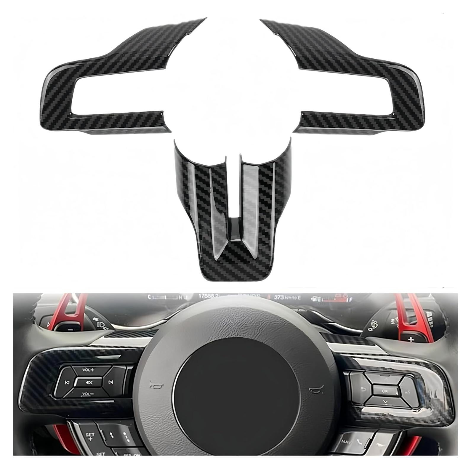 Cubierta de Volante KDFUHRUI para Ford Mustang 2015-2023 Fibra de Carbono