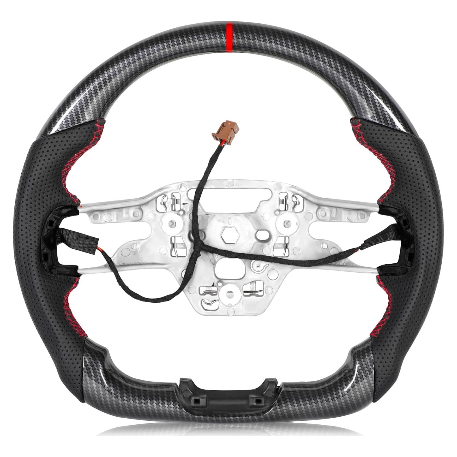 Volante D-shaped TESFEEL para Ford Mustang 2024-2025 Fibra de Carbono