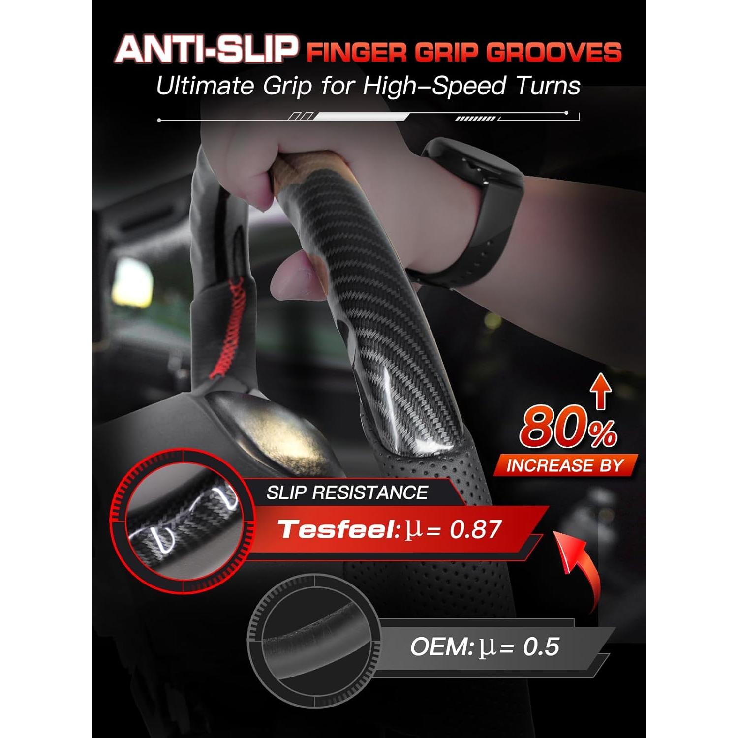 Volante D-shaped TESFEEL para Ford Mustang 2024-2025 Fibra de Carbono