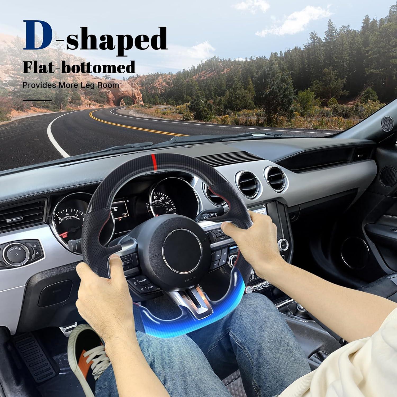 Volante D-shaped VOONKE Fibra de Carbono Hidro-Dip Mustang 2018-2023