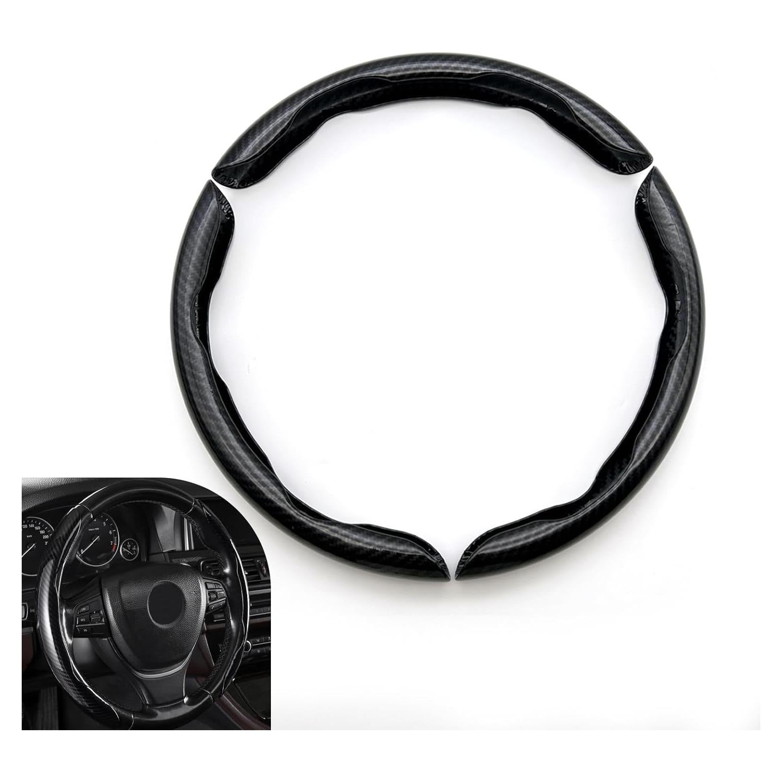 Cubierta de Volante de Coche Arwrilt 3 PCS Fibra Carbono Negra