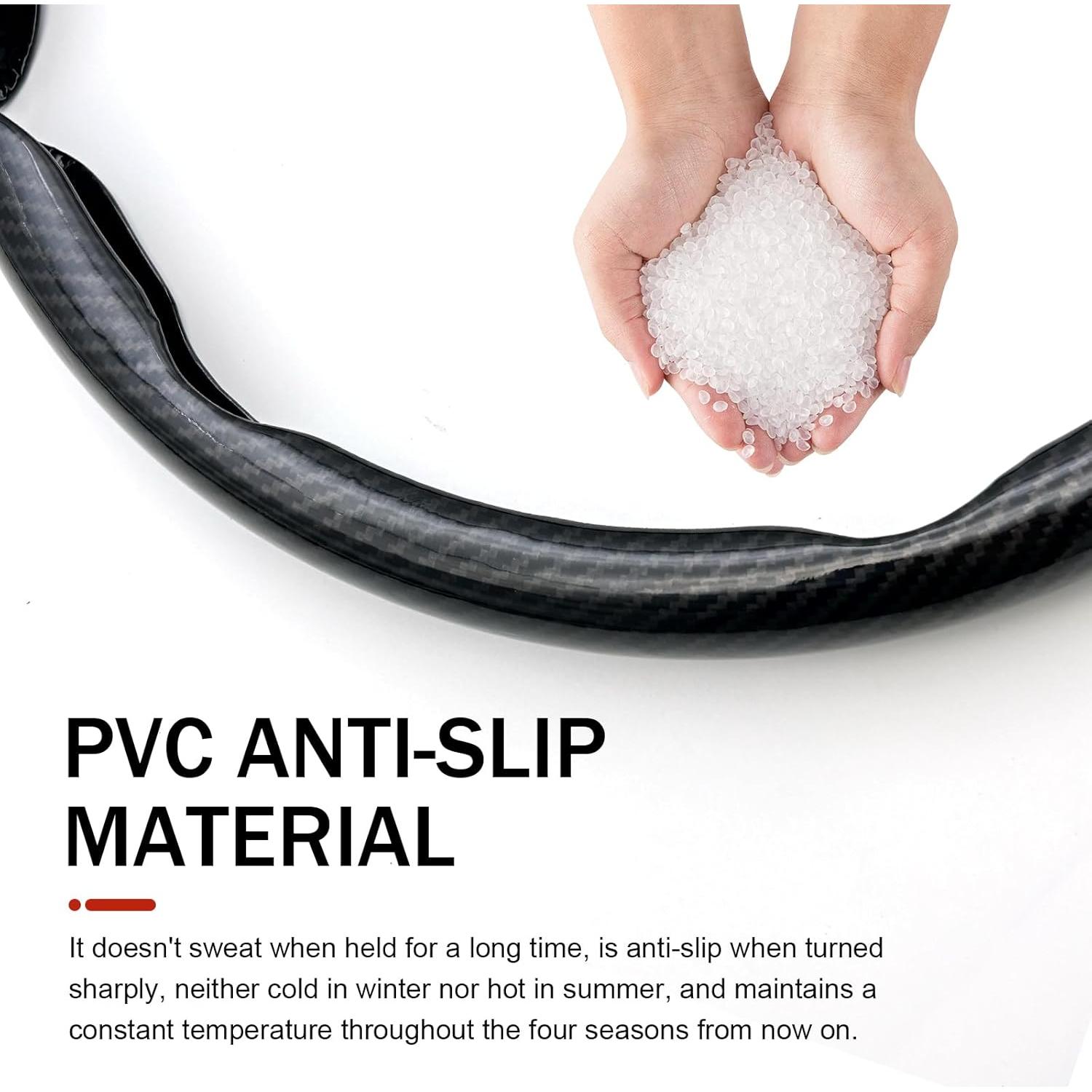 Cubierta de Volante de Coche Arwrilt 3 PCS Fibra Carbono Negra