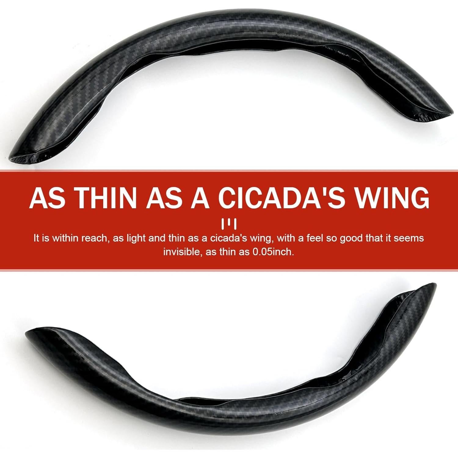 Cubierta de Volante de Coche Arwrilt 3 PCS Fibra Carbono Negra