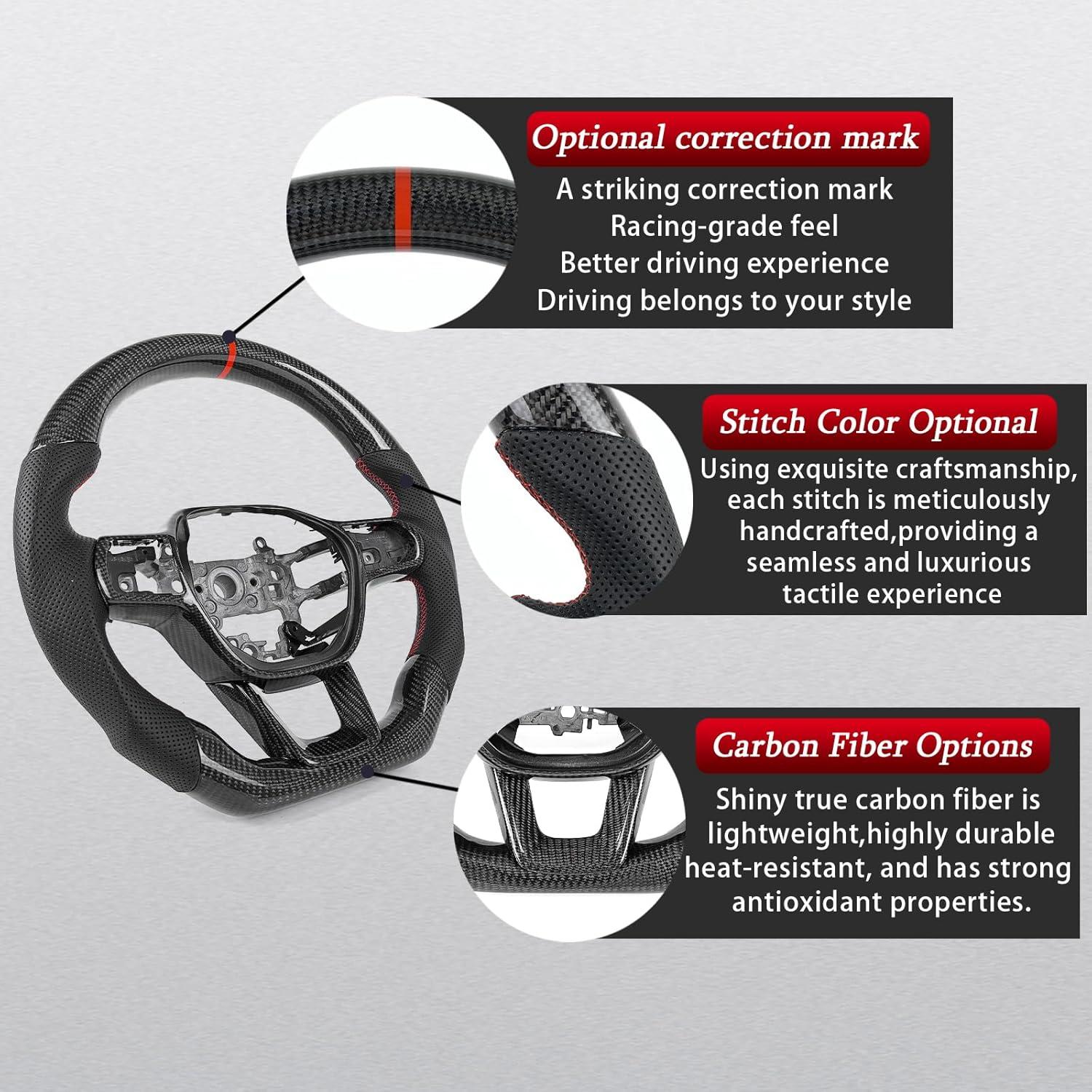 Volante de fibra de carbono ZDLZCF para Honda Civic 2020-2024