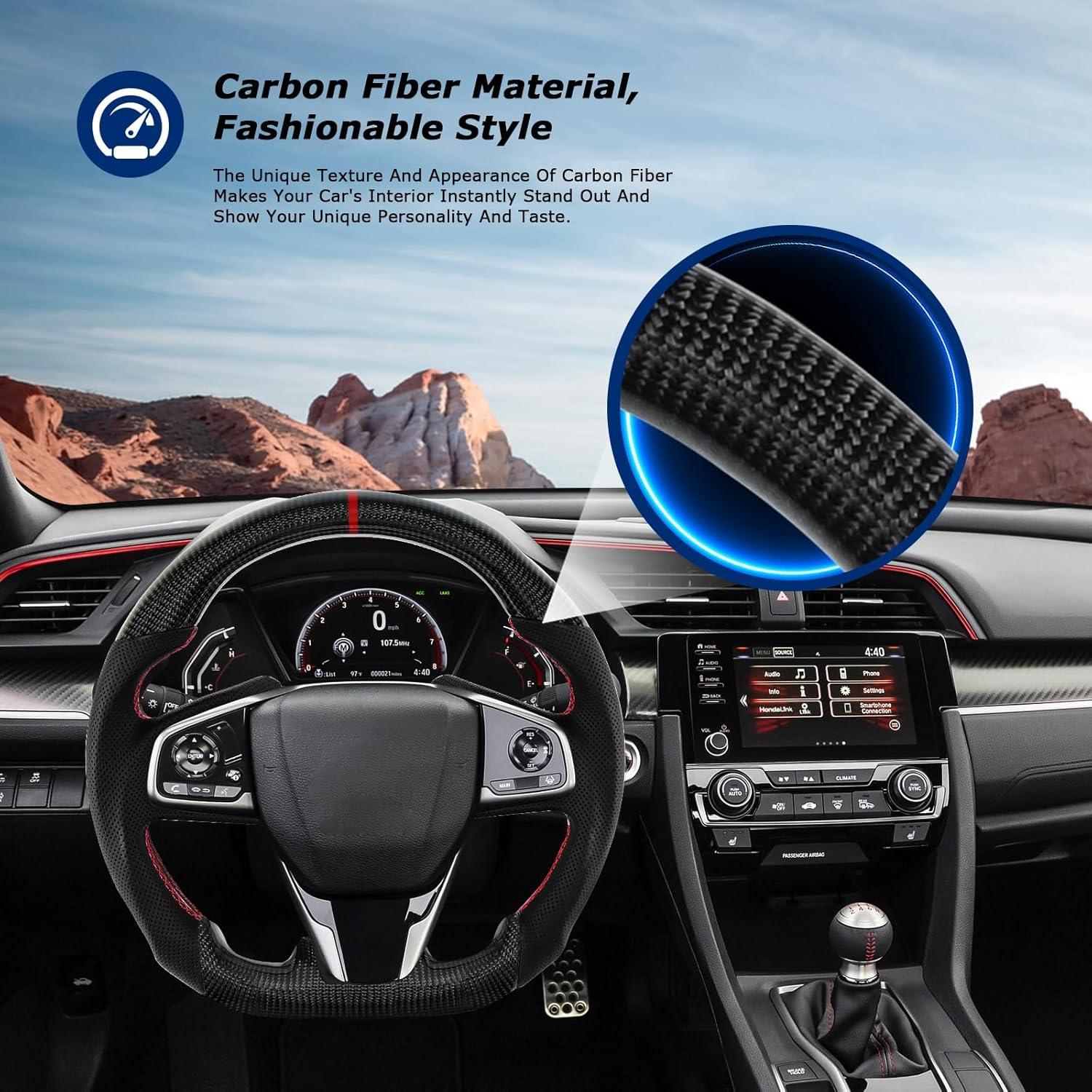 Volante de dirección VOONKE fibra de carbono Honda Civic 2016-2021