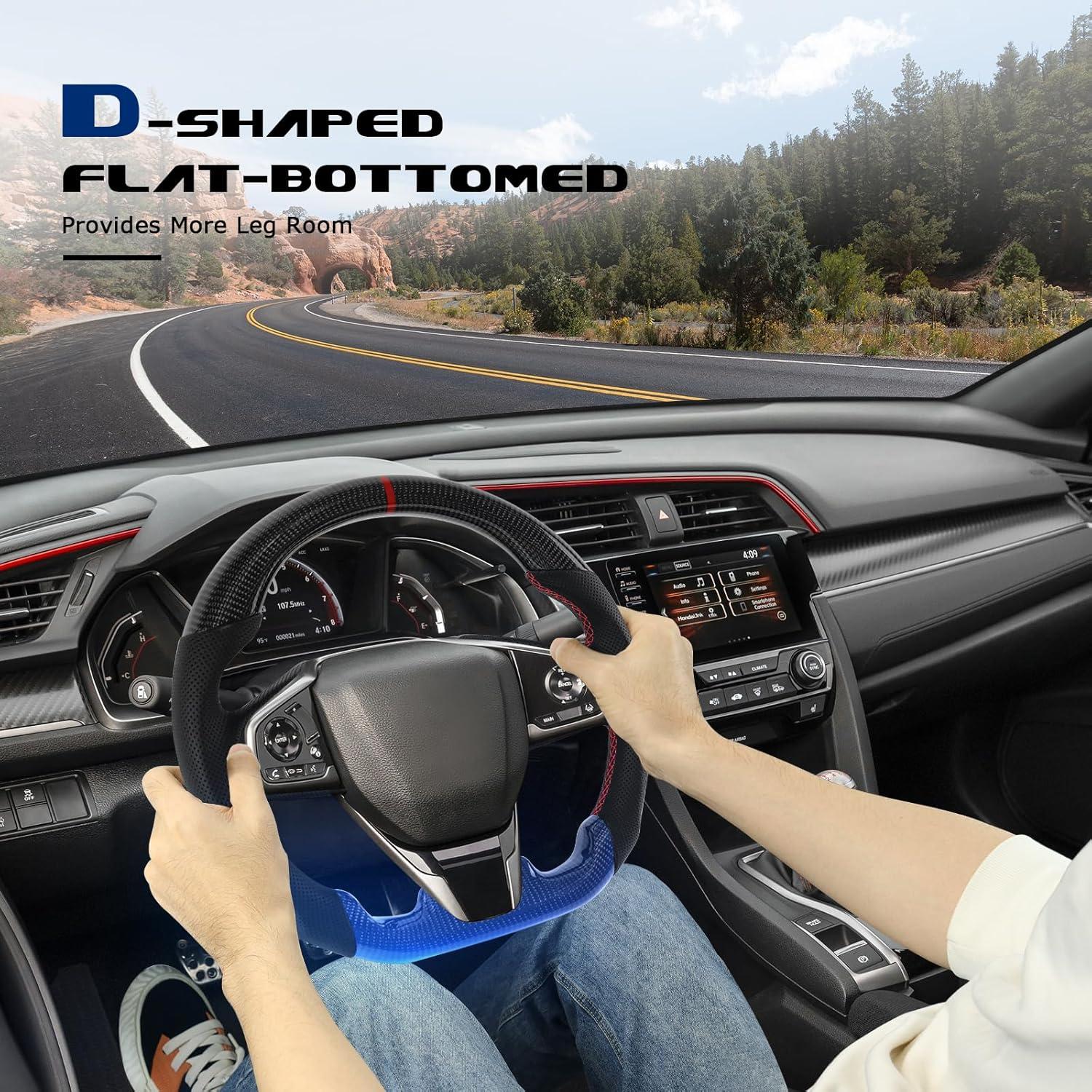 Volante de dirección VOONKE fibra de carbono Honda Civic 2016-2021