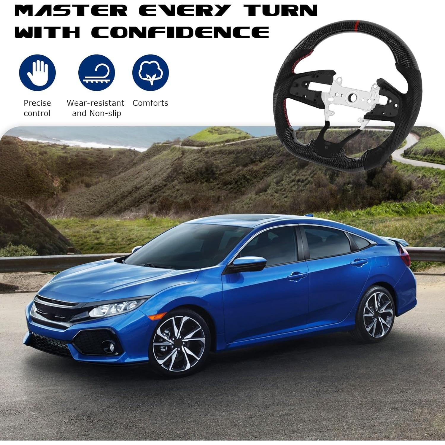 Volante de dirección VOONKE fibra de carbono Honda Civic 2016-2021