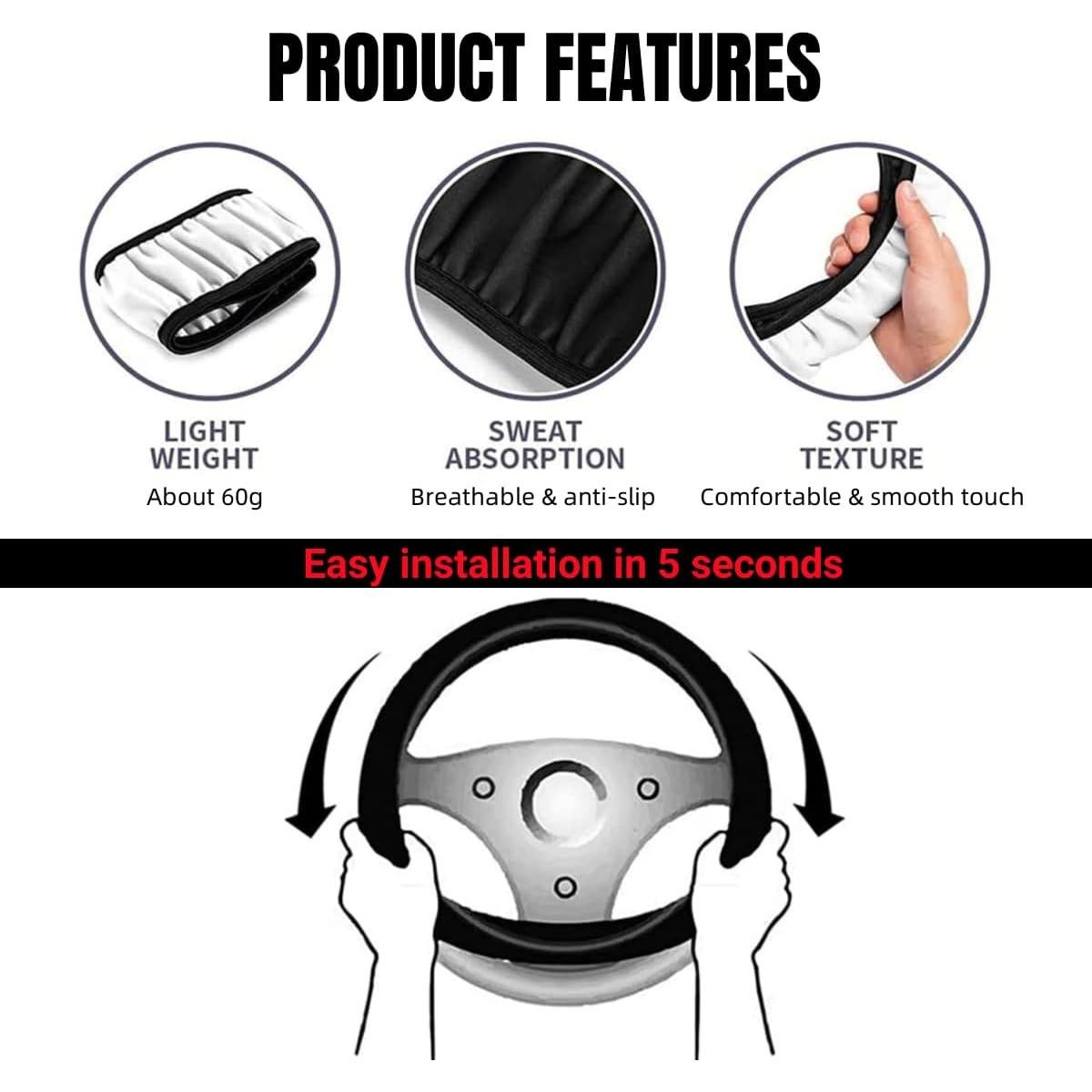 Funda de Volante de Cuero HUIANTS Universal 36.83-38.1 cm