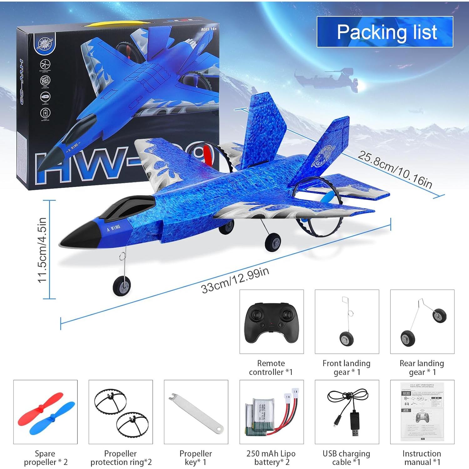 Avión RC Beffkkip HW39 2CH Control Remoto Azul