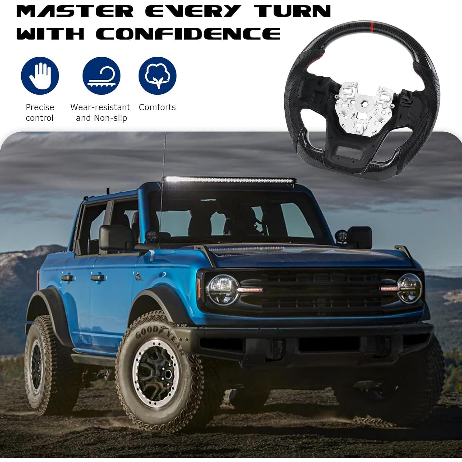 Volante de fibra de carbono VOONKE VKRC-FB para Ford Bronco 2021-2023