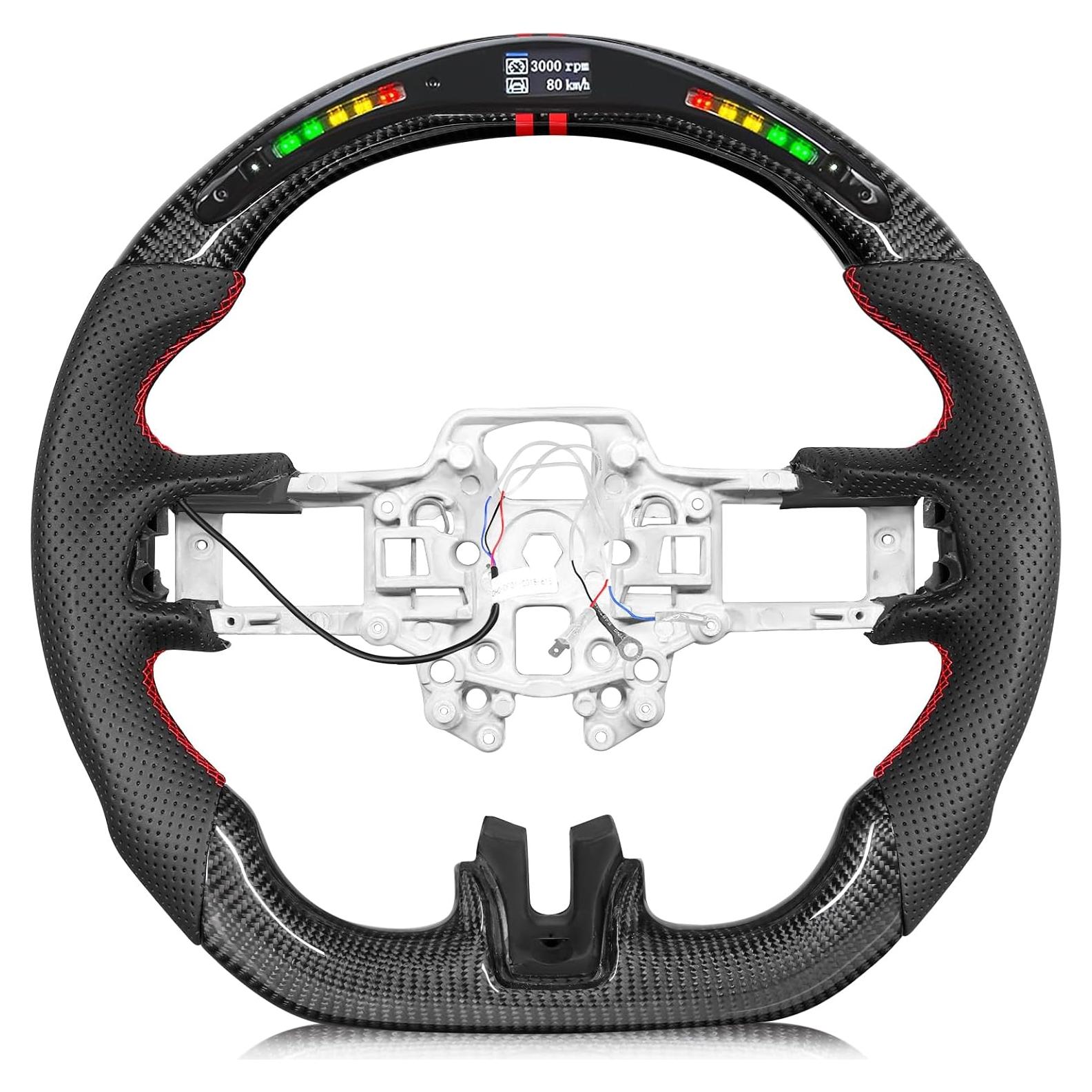 Volante LED TESFEEL para Mustang 2018-2023, Fibra de Carbono