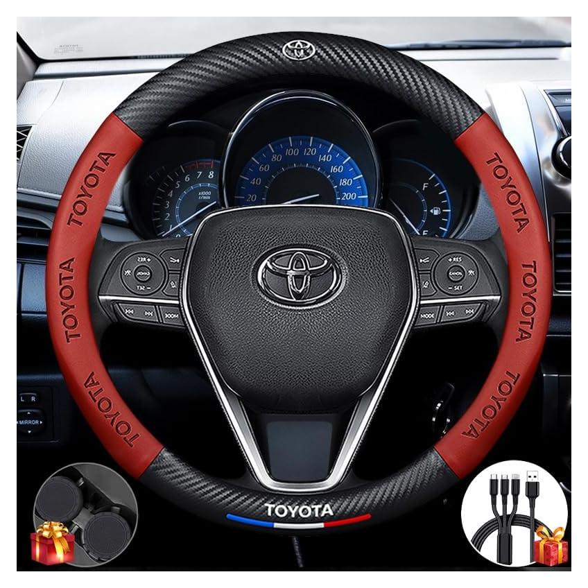 Funda de Volante de Cuero NAPA para Toyota + 2 Posavasos + Cable USB