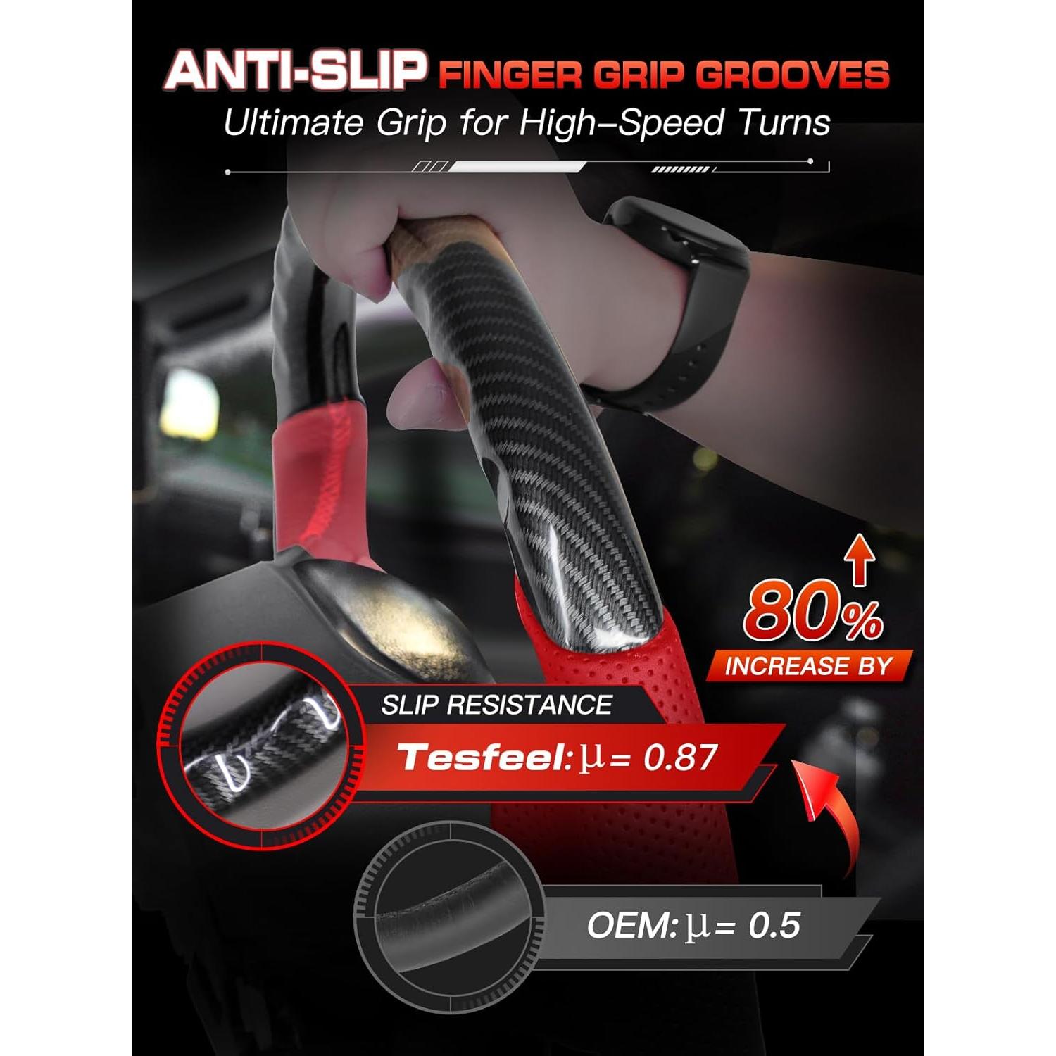 Volante D-Shaped TESFEEL de Fibra de Carbono para Toyota Supra 2019-2024