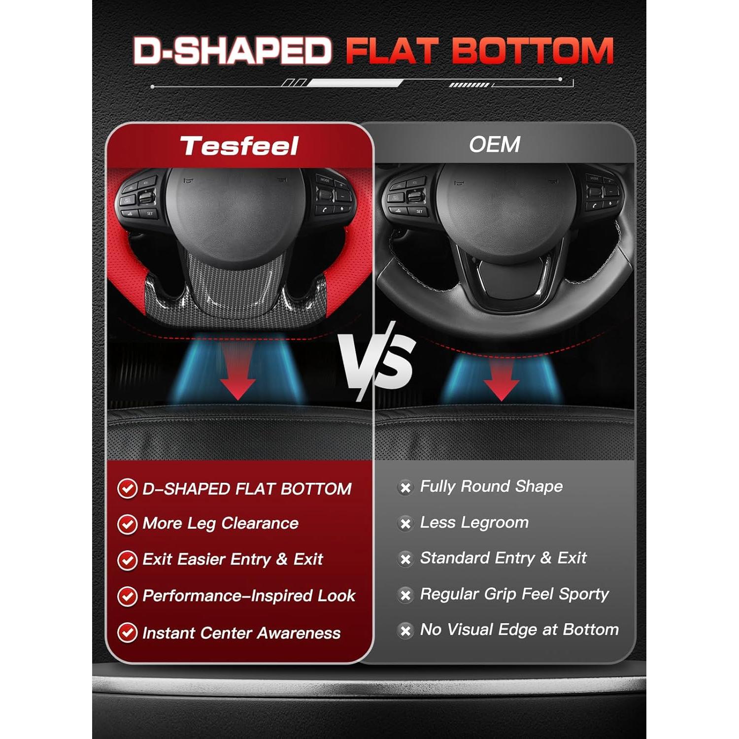 Volante D-Shaped TESFEEL de Fibra de Carbono para Toyota Supra 2019-2024