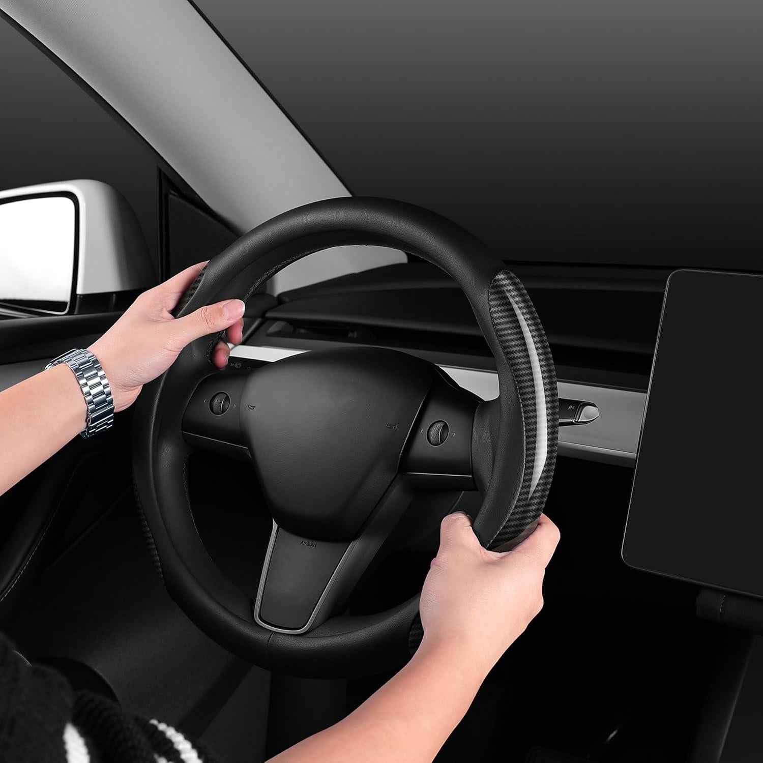 Cubierta de Volante de Coche GOHI YANDA 15" Cuero Nappa Negro