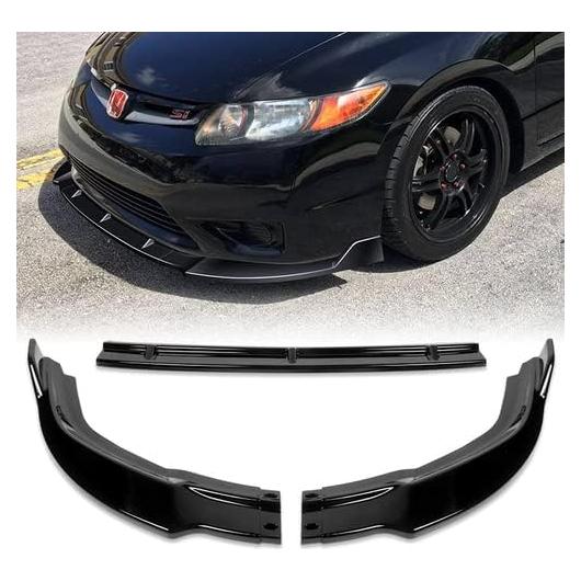 Kit Parachoques Delantero Honda Civic 2006-2008 - 3 Piezas ABS Negro