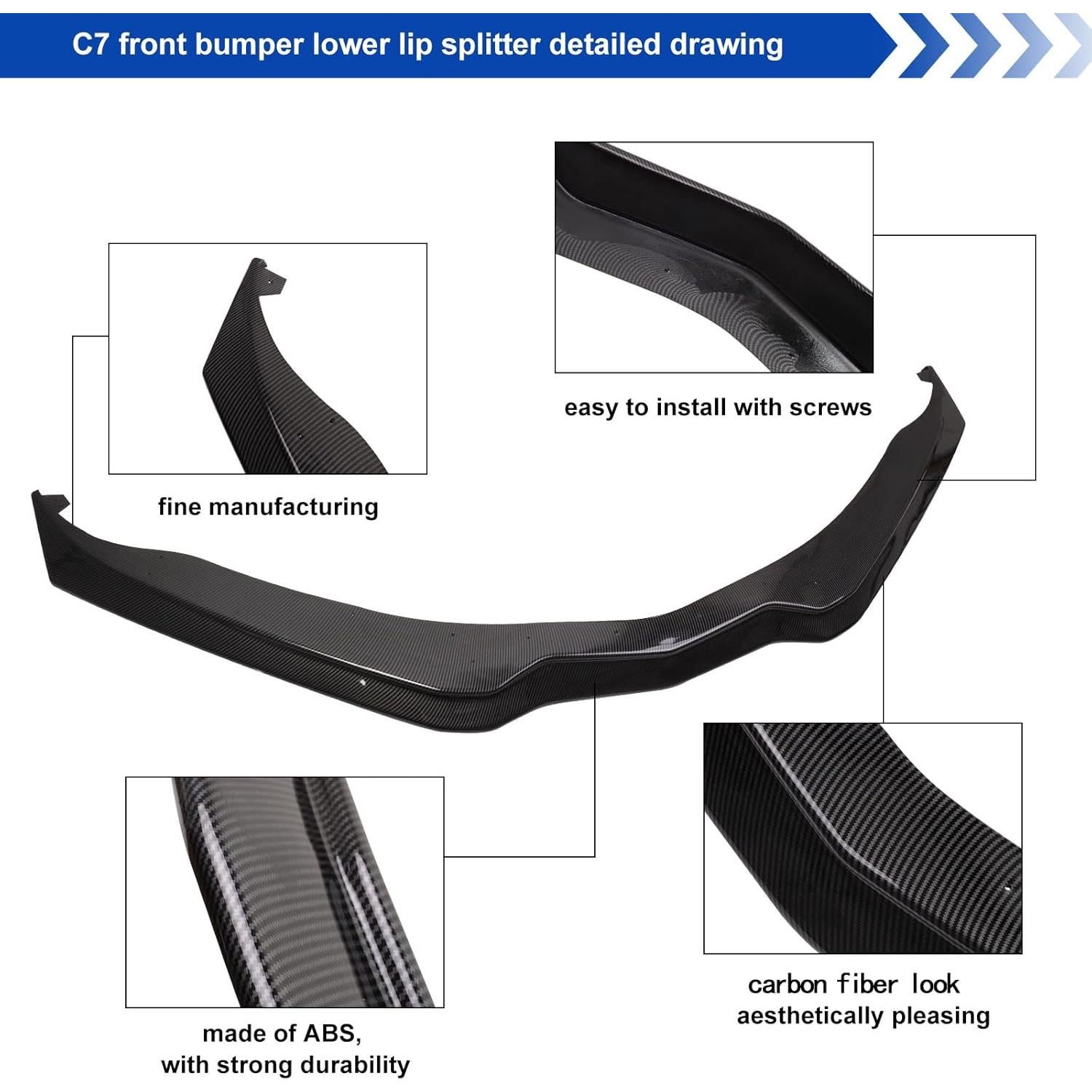 Splitter Inferior Parachoques Frontal NUBEHONE C7 Corvette 2015-2019