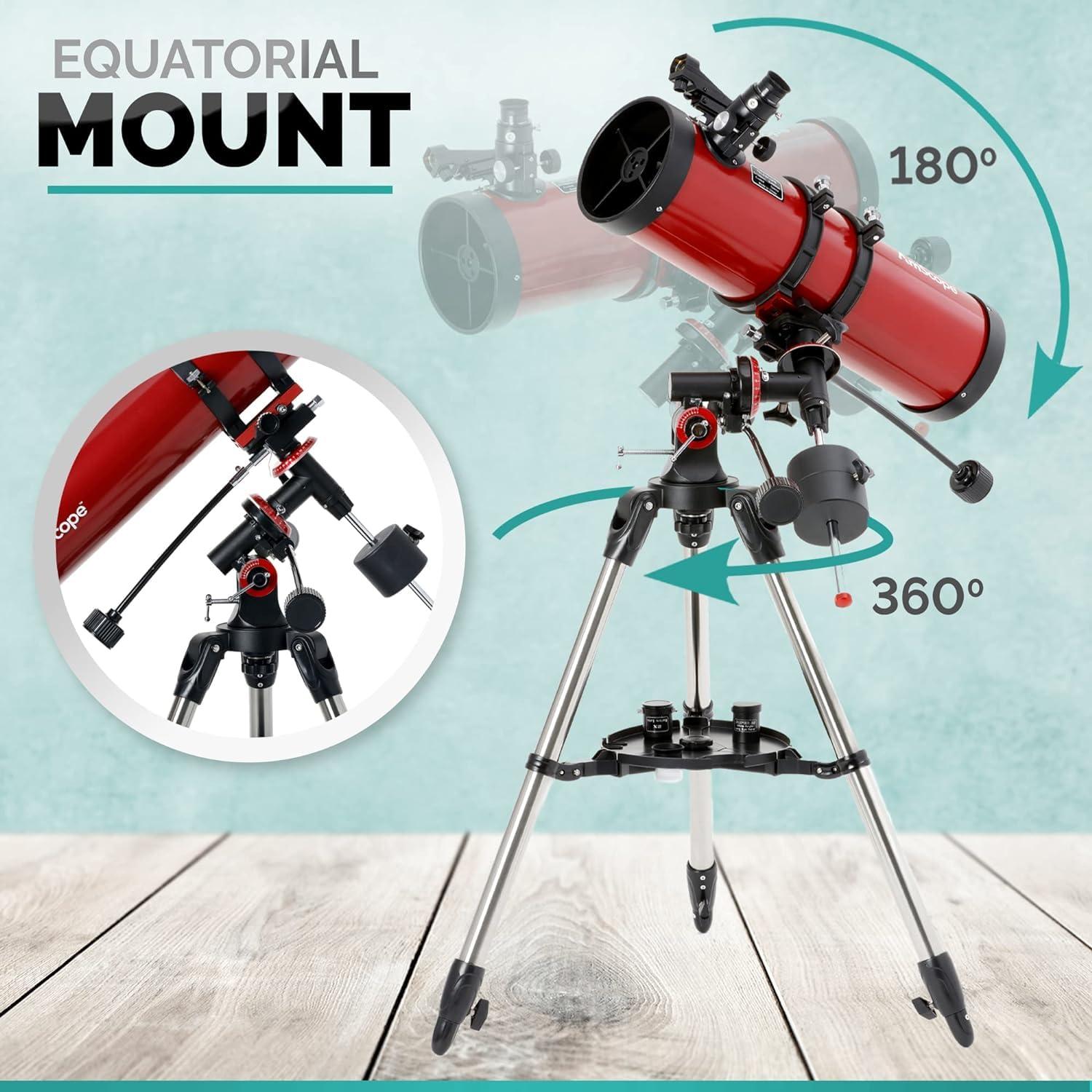 Telescopio Reflector AmScope 130mm Montura Ecuatorial