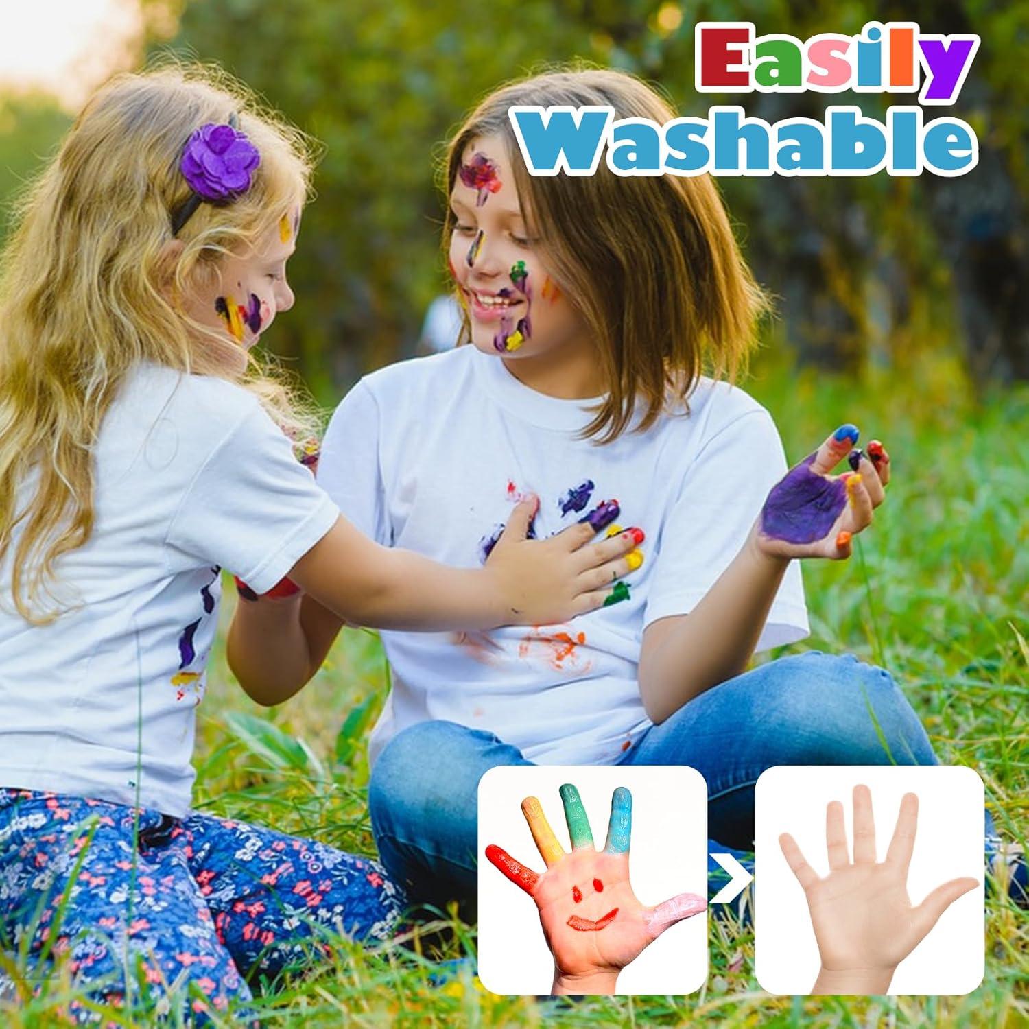 Set de Pintura de Dedos AROIC - 8 Colores Lavables 60 ml