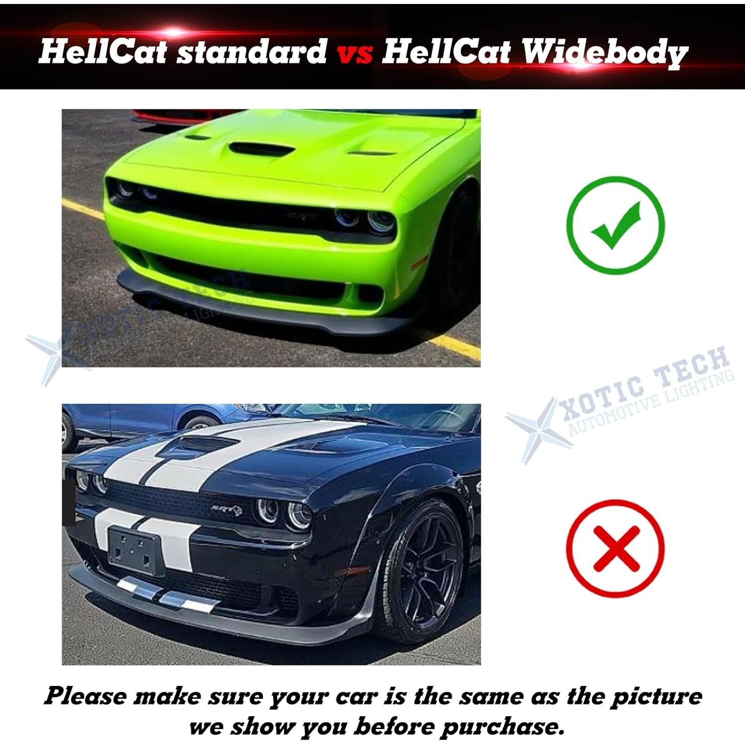 Protector de Labio de Parachoques Xotic Tech para Dodge Challenger SRT Hellcat 2015-2024 Negro