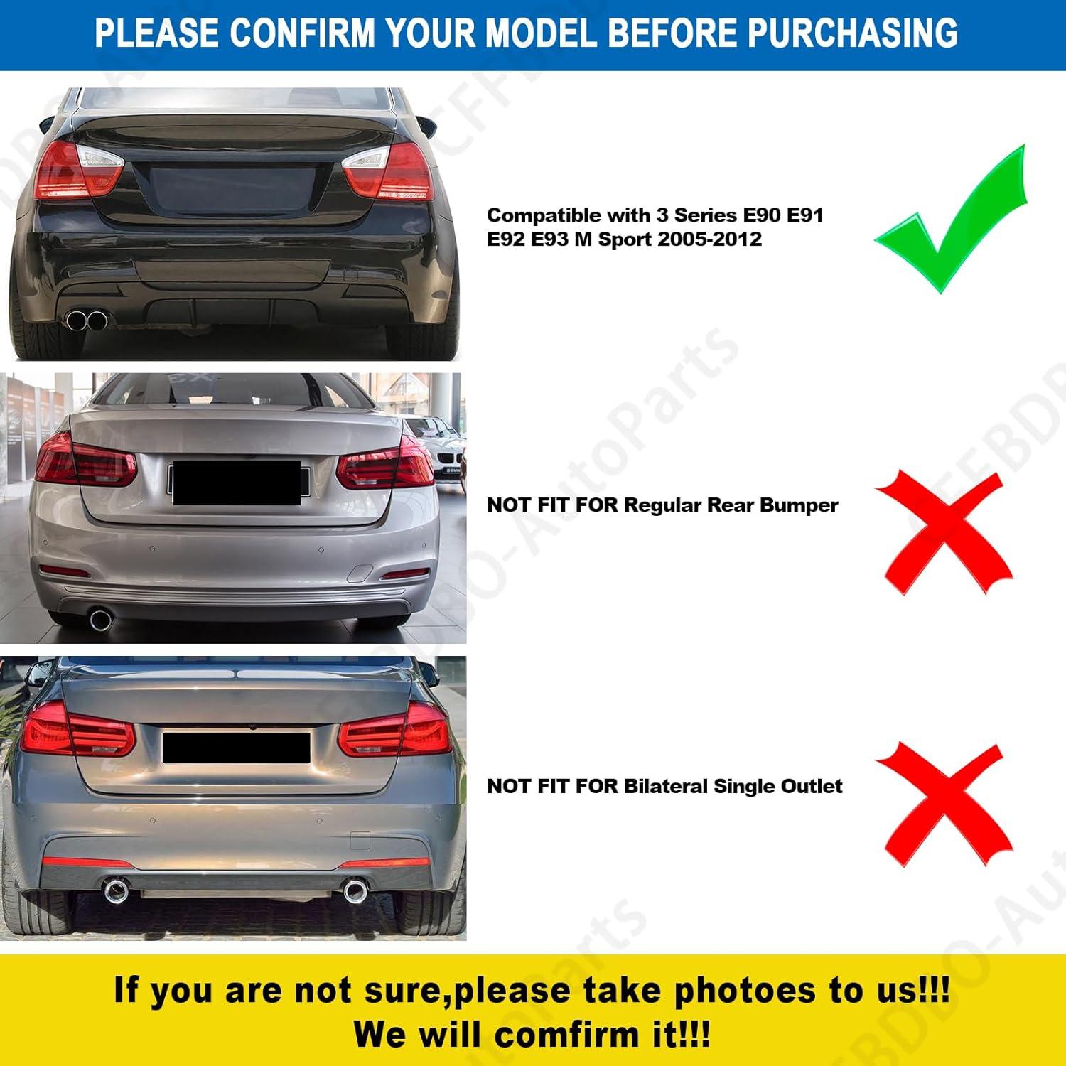 Difusor Trasero BMW M-Sport E90 E91 E92 E93 2005-2012 Doble Salida