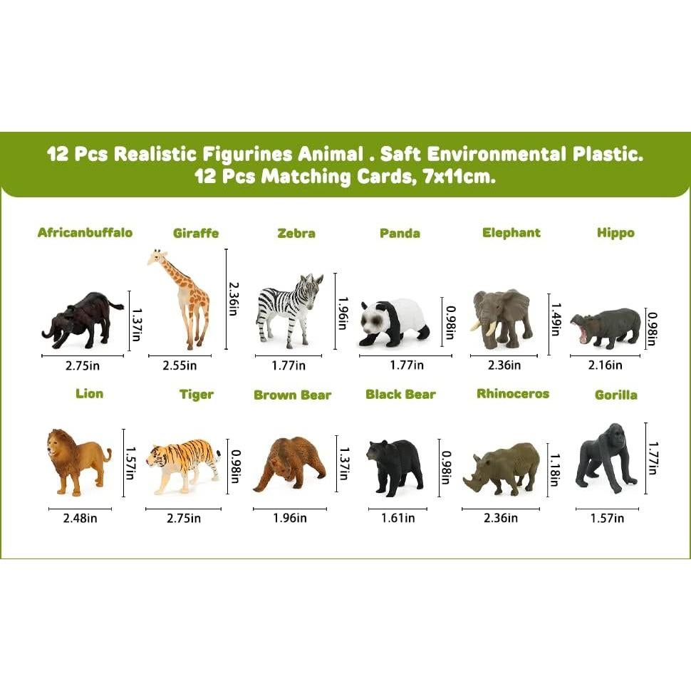 Juego de Emparejamiento de Animales Esoes 12 Figuras Educativas